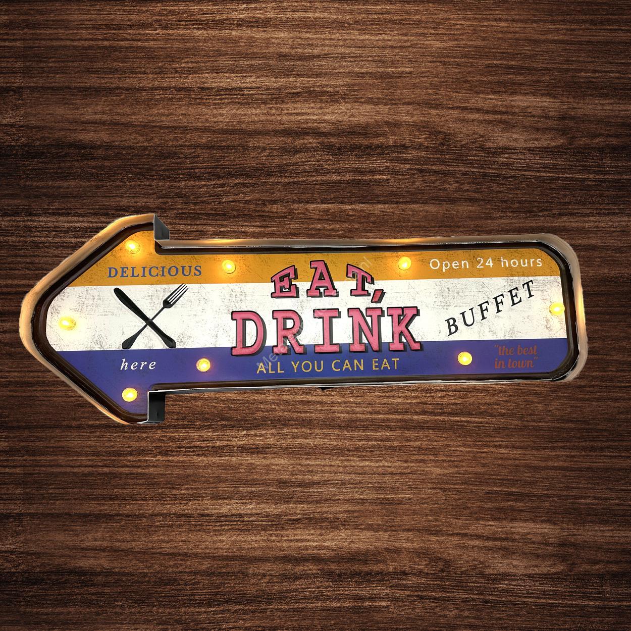 Metal Light Sign - Eat & Drink Buffet - LED Lighting