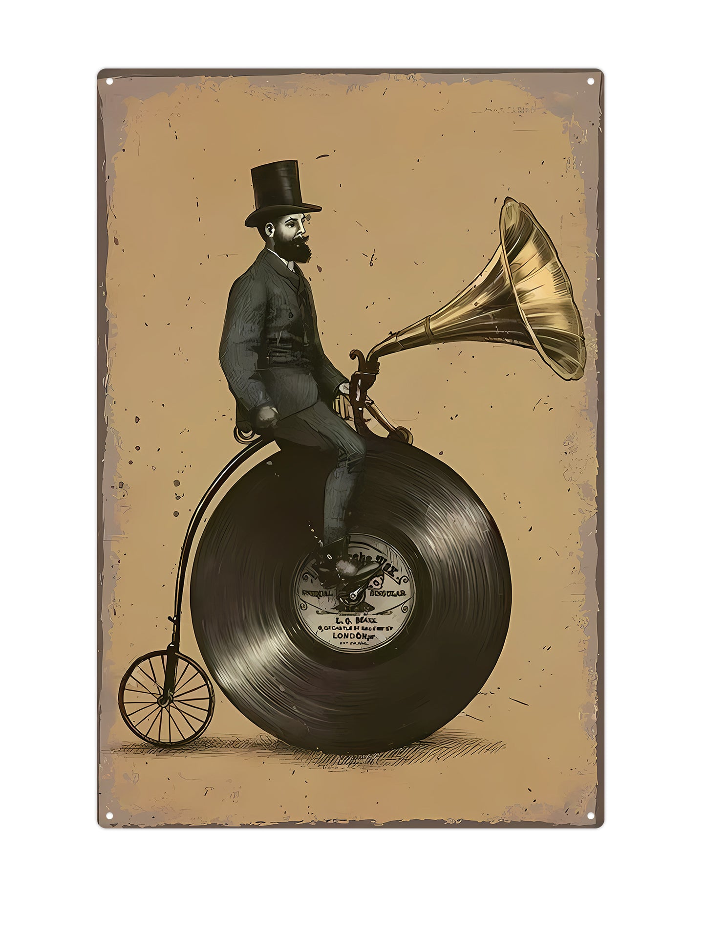 Vinyl Bike - Metal Wall Sign