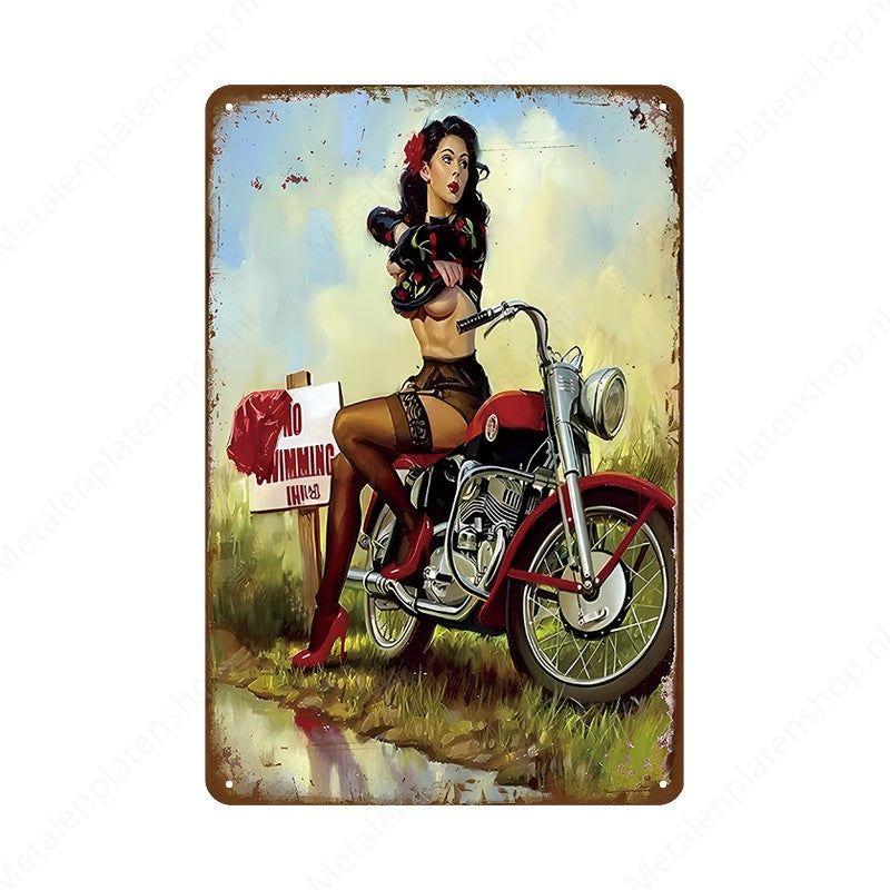 Pin-up Woman with Motorcycle
