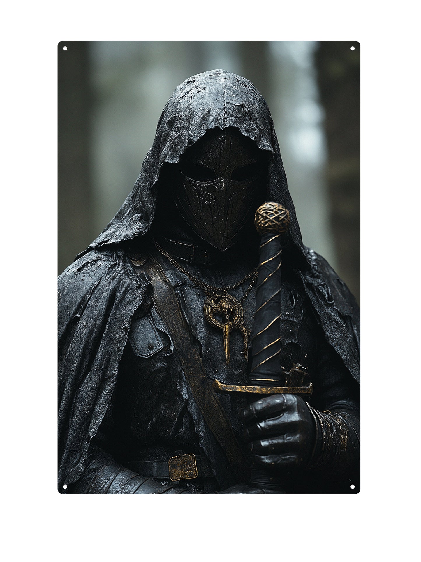 Dark figure with sword - Metal wall sign