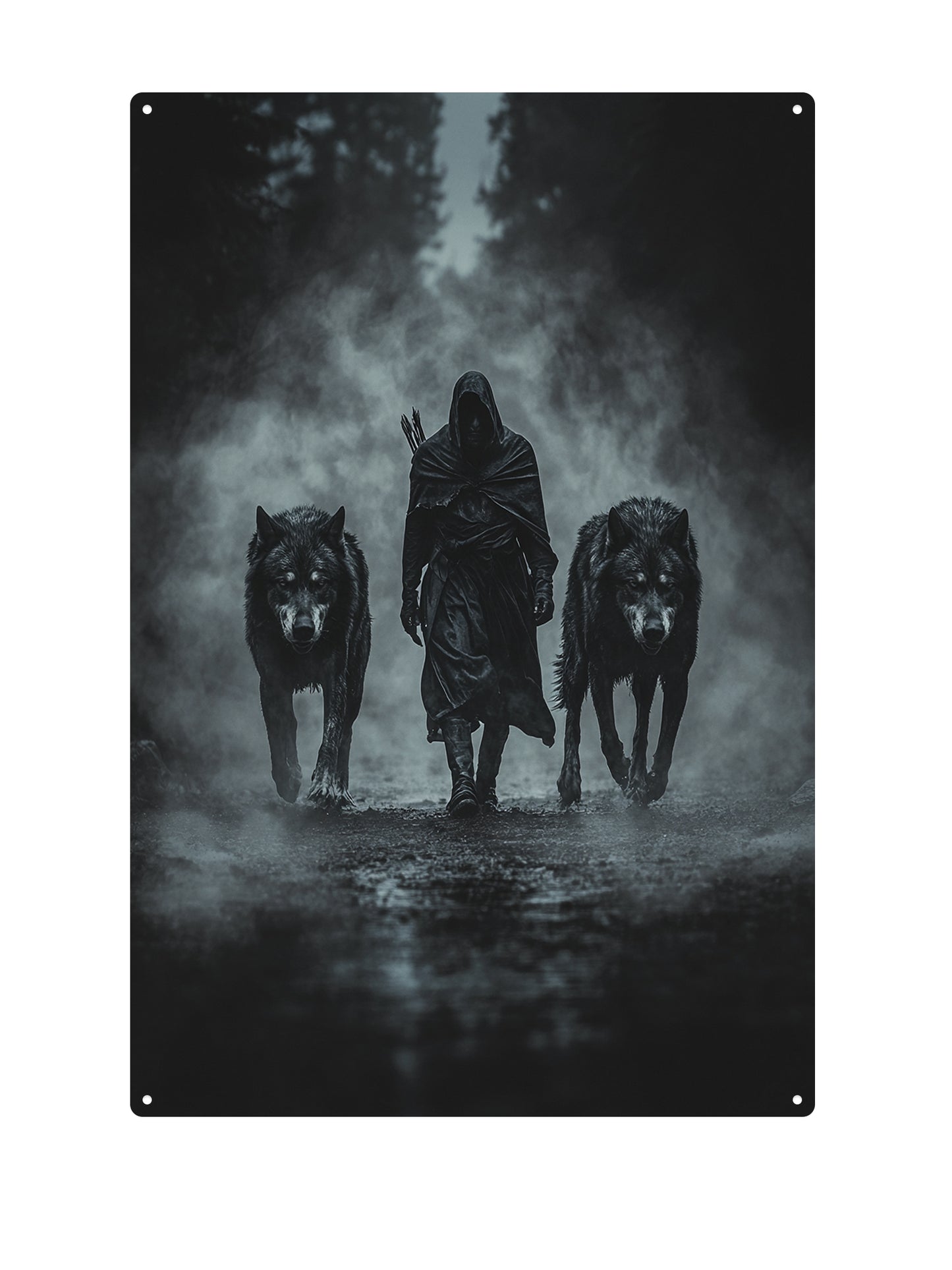 Man with wolves - Metal wall sign