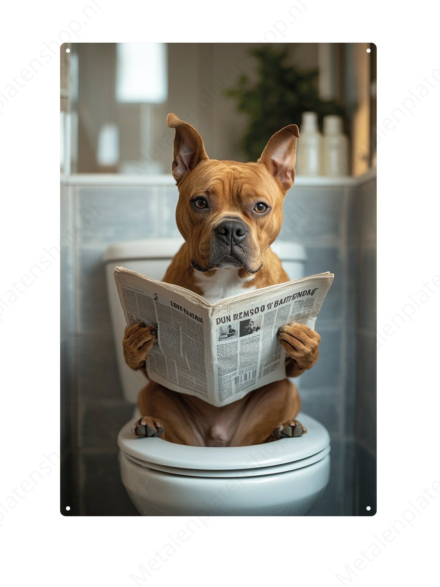 Stefford on the toilet with a newspaper
