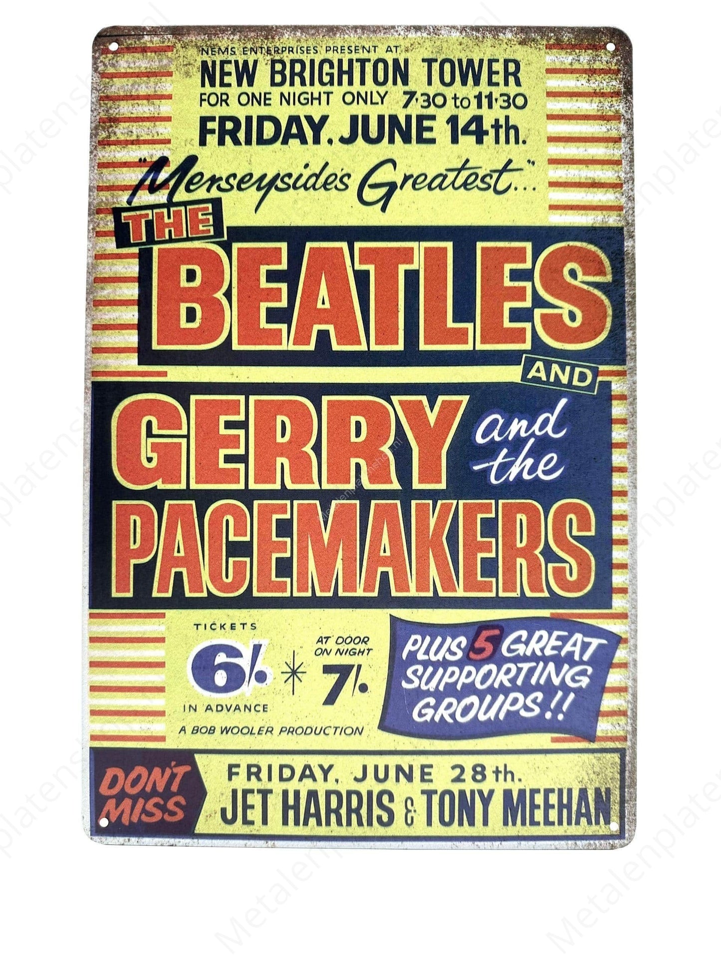 The Beatles and Gerry Pacemakers - Metalen Wandbord