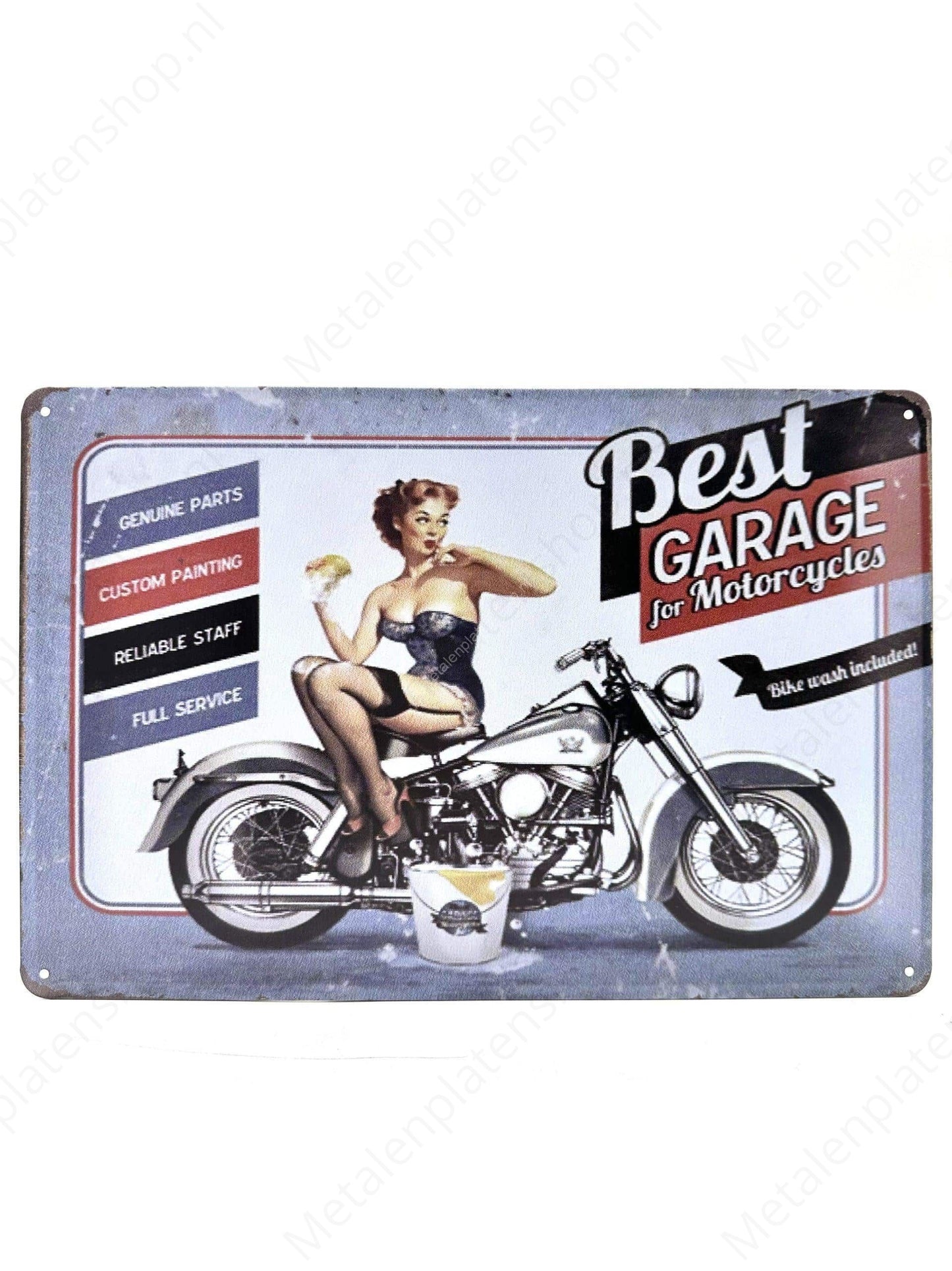 Best garage for motorcycles - Metalen Wandbord