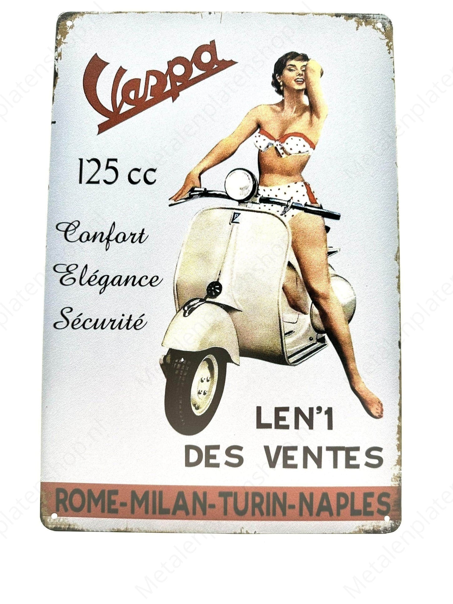 Vespa 125 cc - Metal Wall Sign