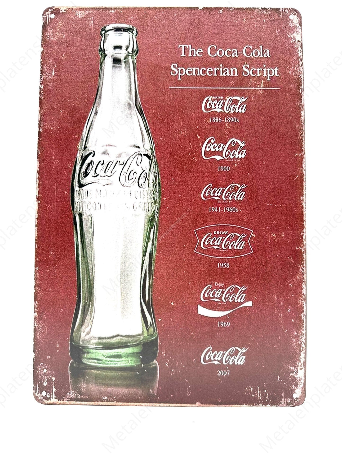 Coca-Cola Spencerian Script - Metalen Wandbord