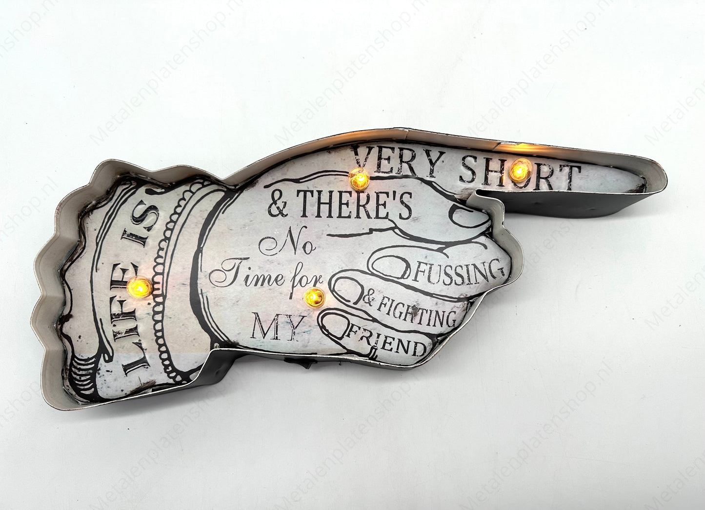 Metal Light Sign - Life is very Short - LED lighting
