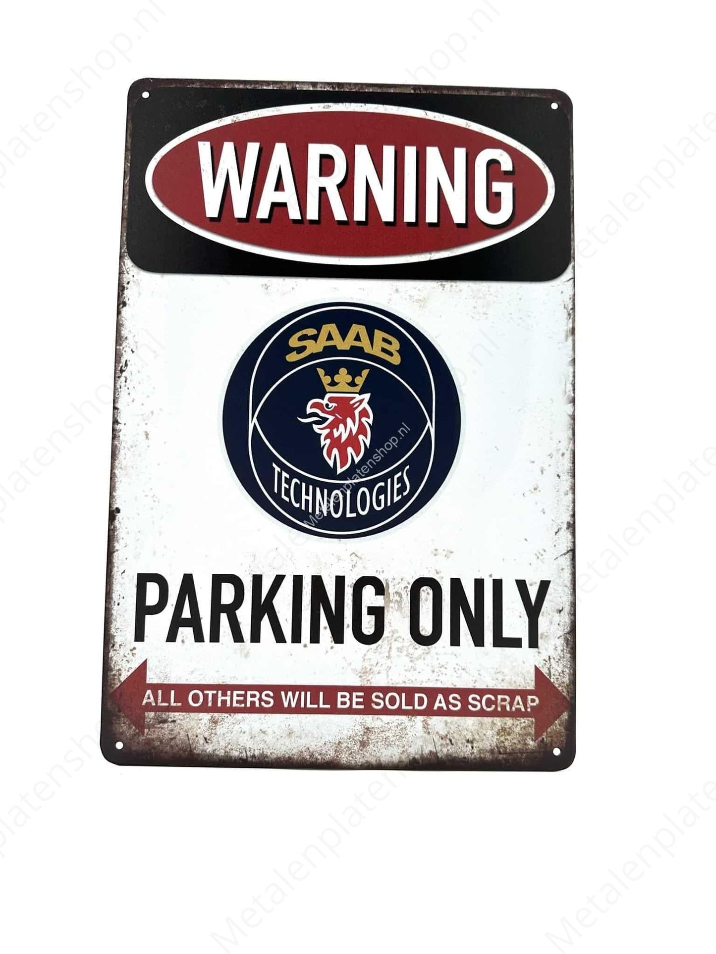 SAAB Parking Only - Parkeren - Metalen Wandbord