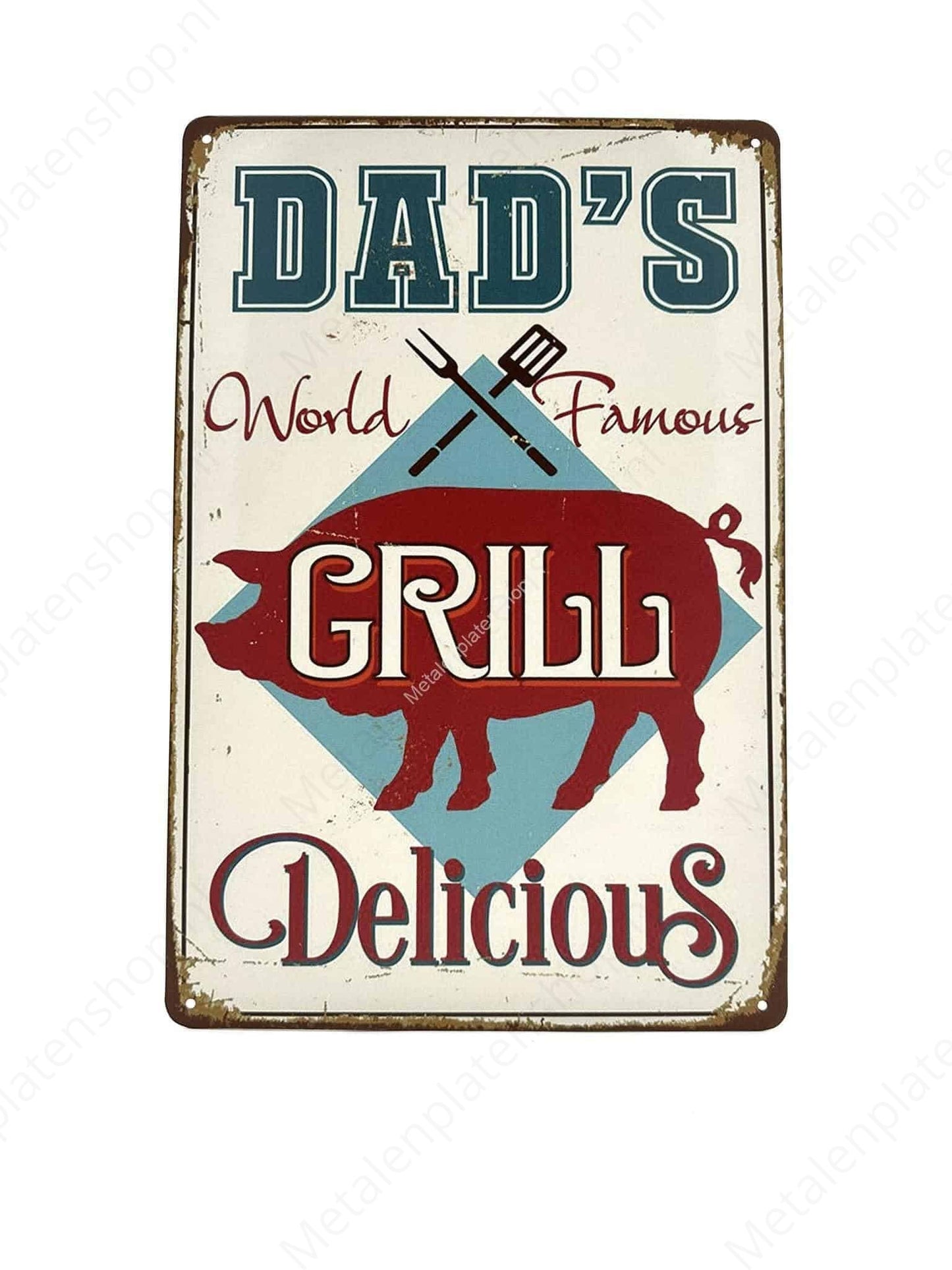 Dad's Worls Famous Grill - Metalen Wandbord