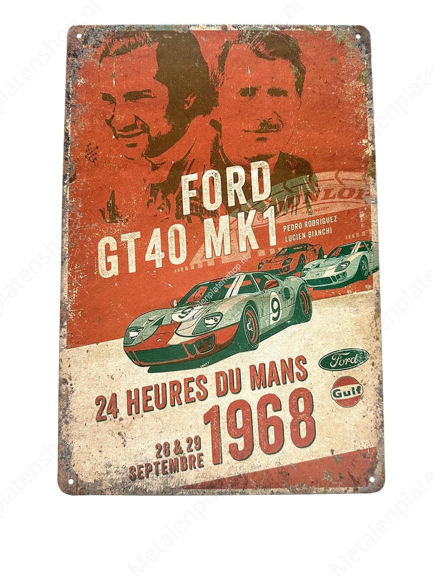 Ford GT40 MK1 – 24 Stunden von Mans – 1968 – Metallwandschild