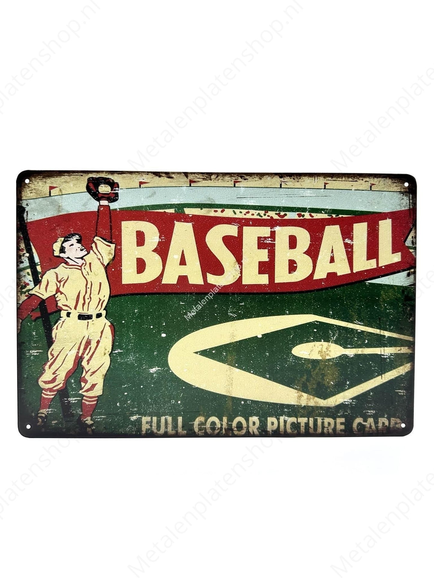 Baseball - Full Color Picture Card - Metal Wall Sign
