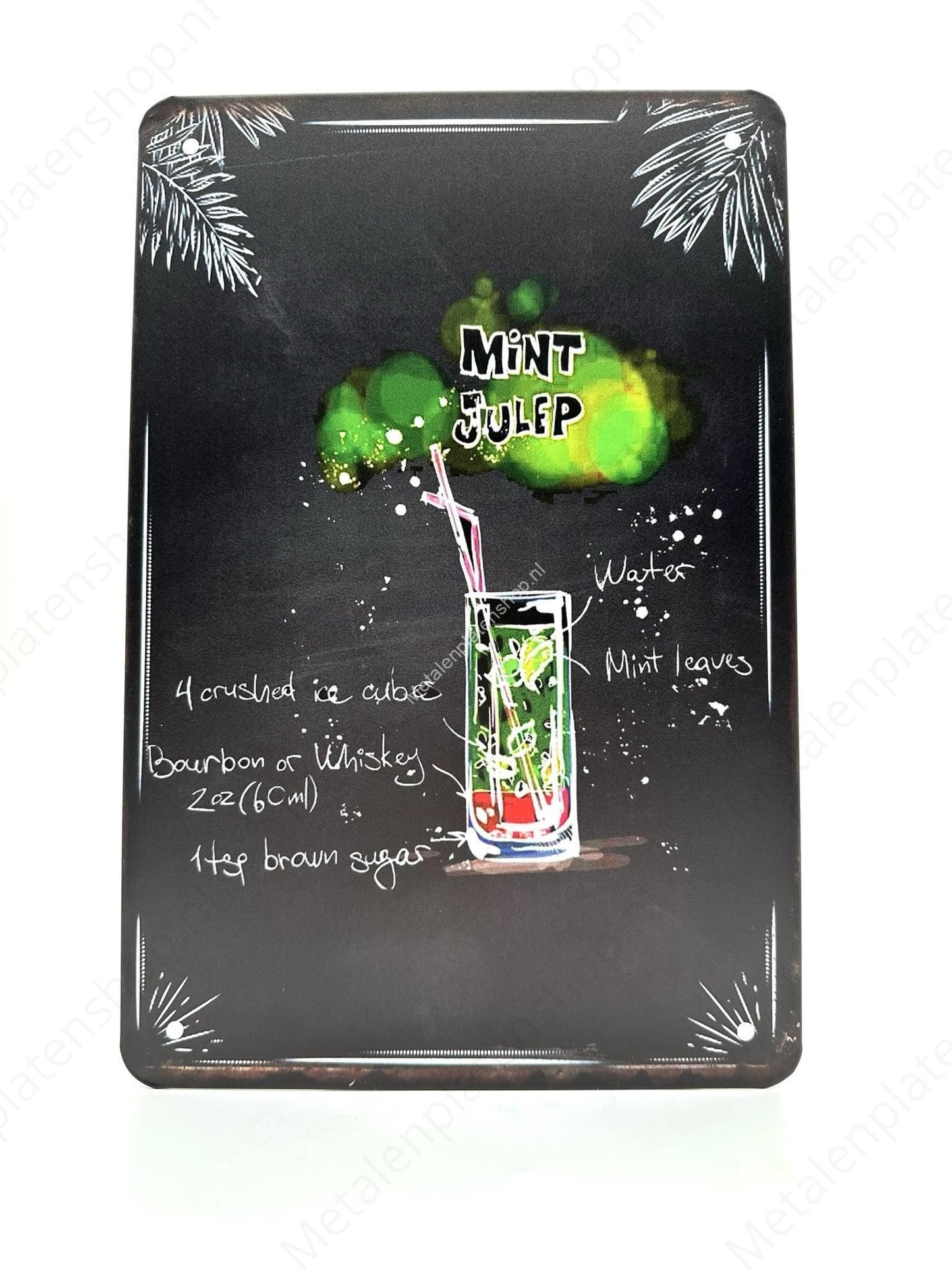 Mint Julep - Cocktails - Metalen Wandbord