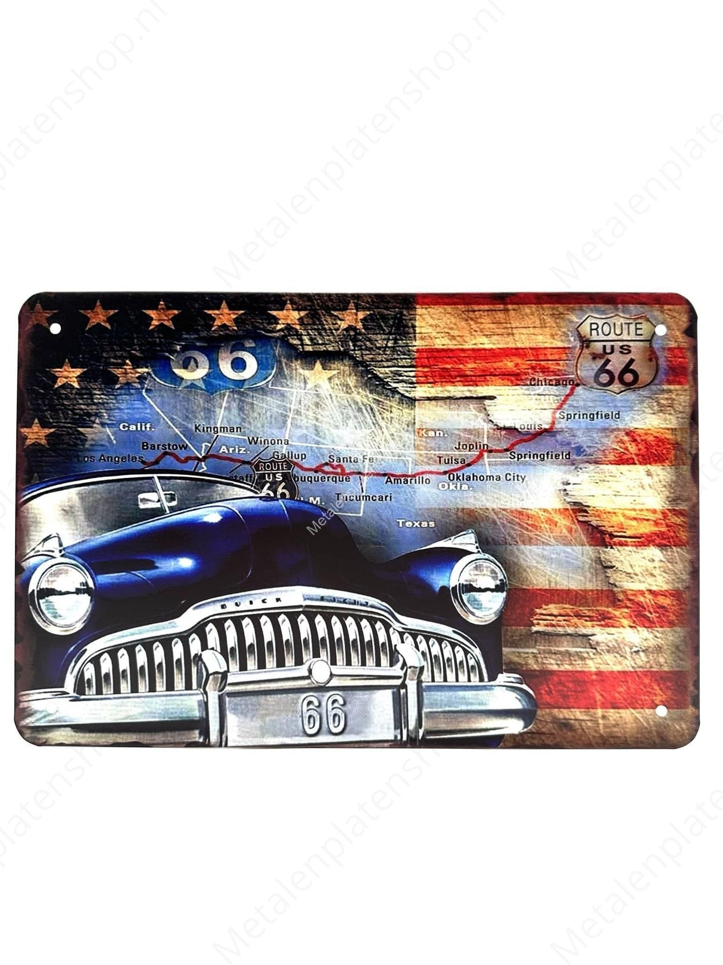 Route 66 - Route - USA - Metalen Wandbord