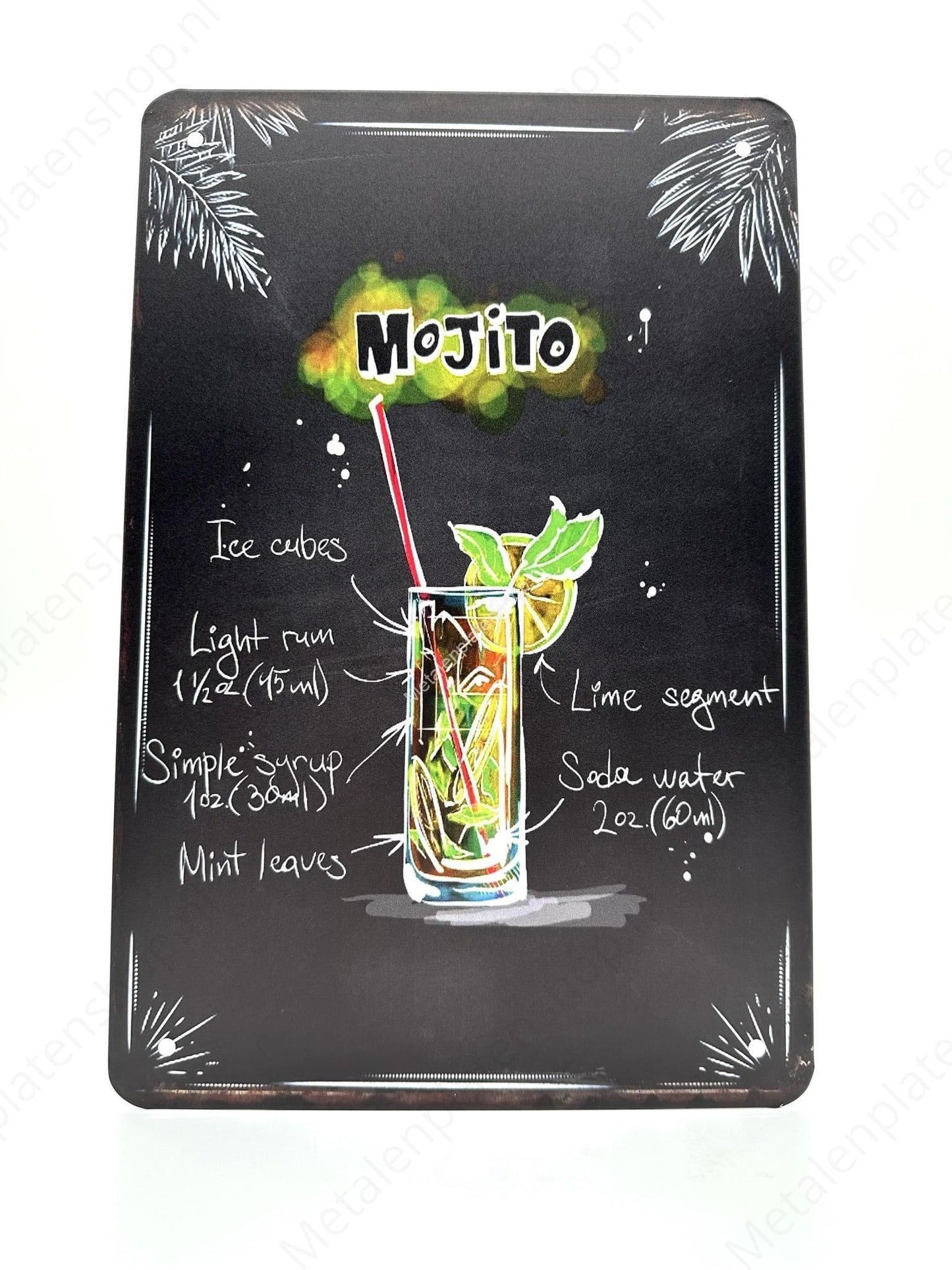 Mojito - Cocktails - Metalen Wandbord