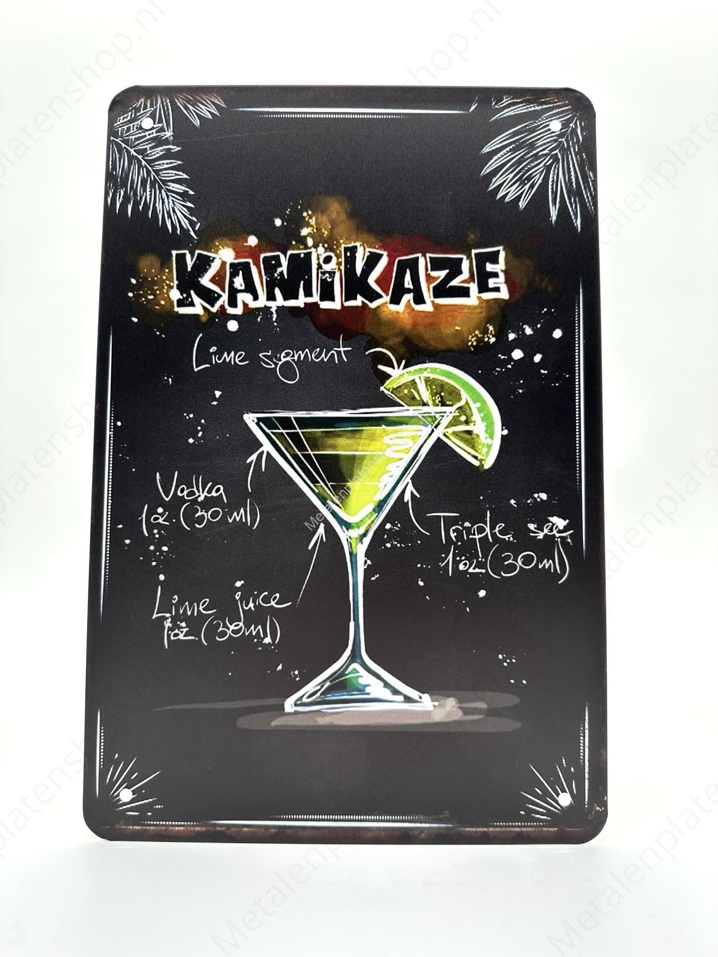 KamiKaze #2 - Cocktails - Metalen Wandbord