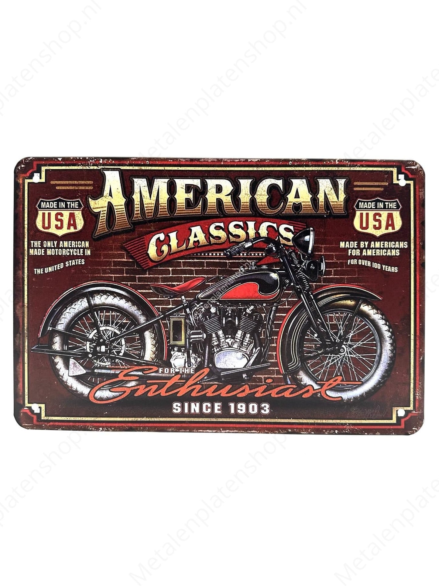 American Classics - Since 1903 - Enthusiast - Metalen Wandbord
