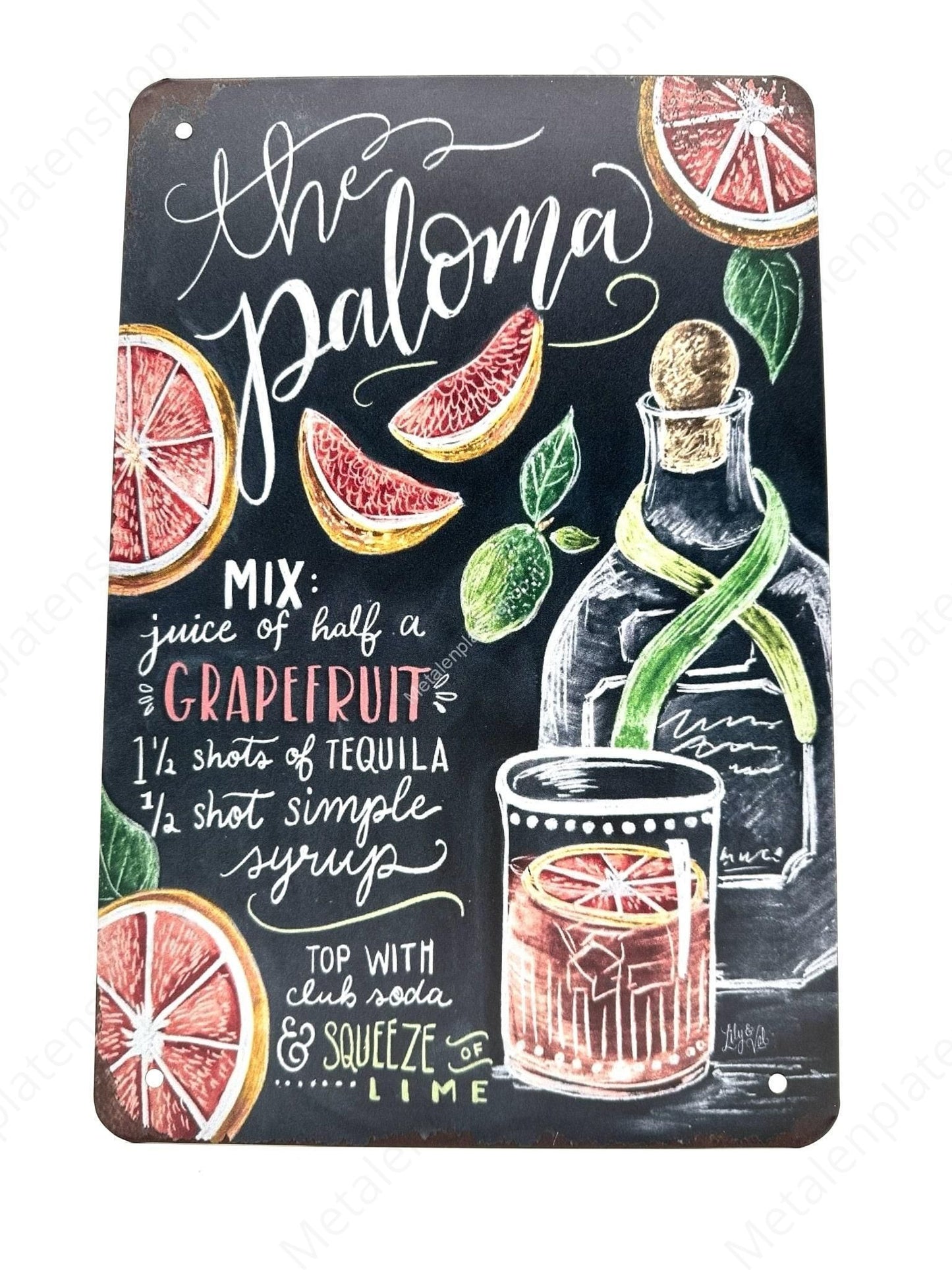 The Paloma - Cocktails - Metalen Wandbord