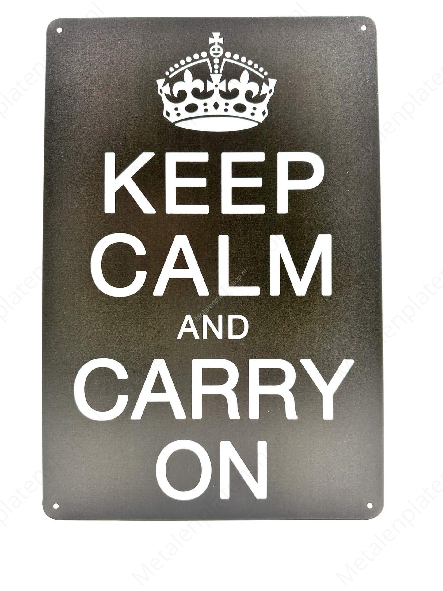 Keep Calm and Carry On - Metalen Wandbord