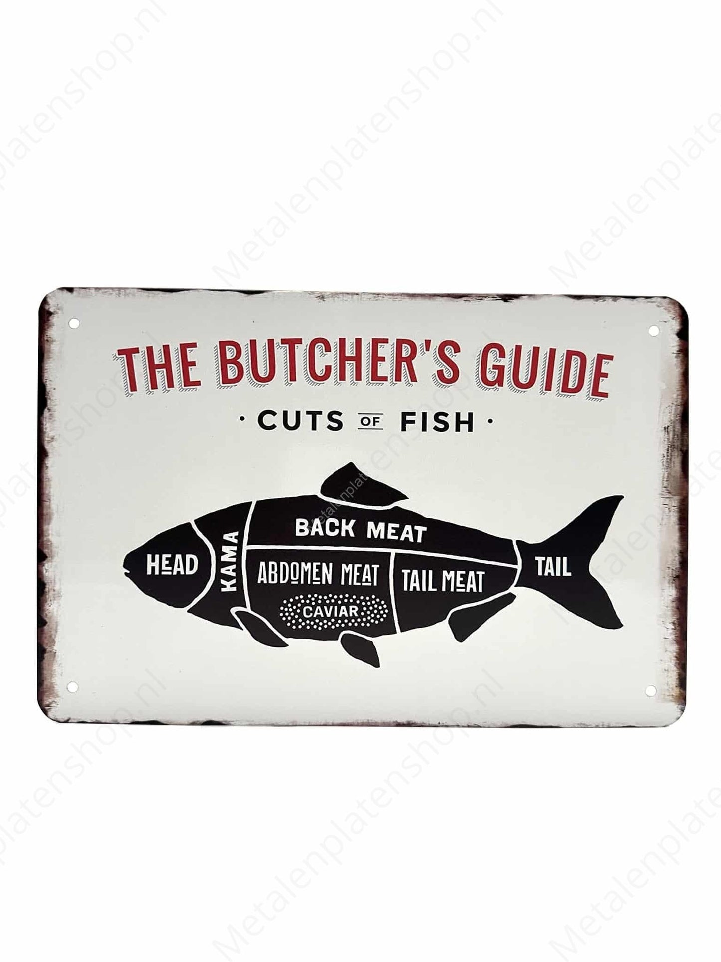 The Butchers Guide - Cuts of Fish - Metalen Wandbord