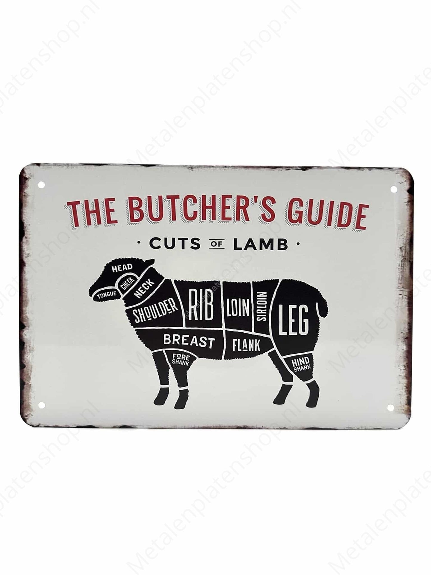 The Butchers Guide - Cuts of Lamb - Metal Wall Sign