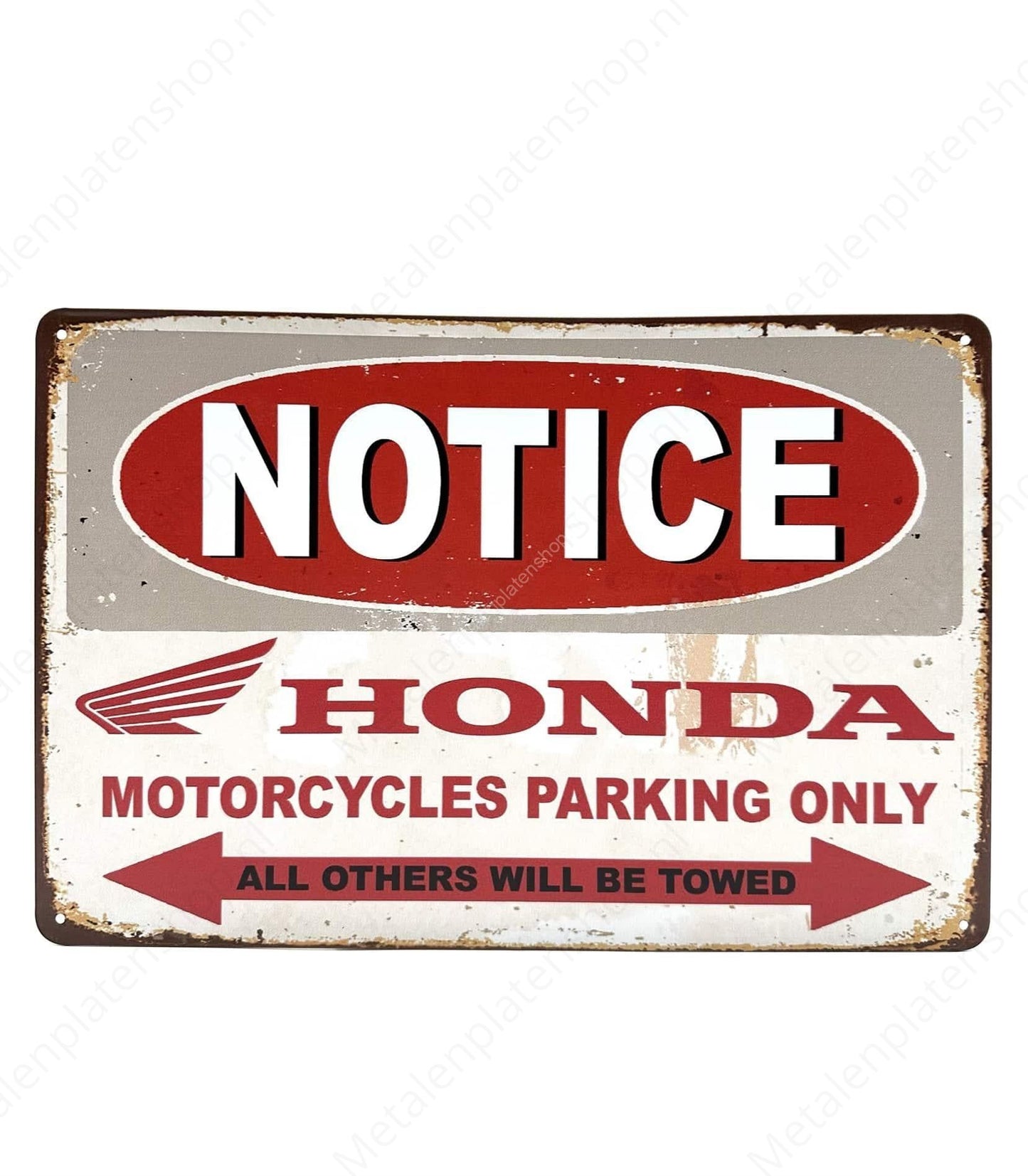 Notice - Honda Motorcycles - Parking Only - Metal Wall Sign