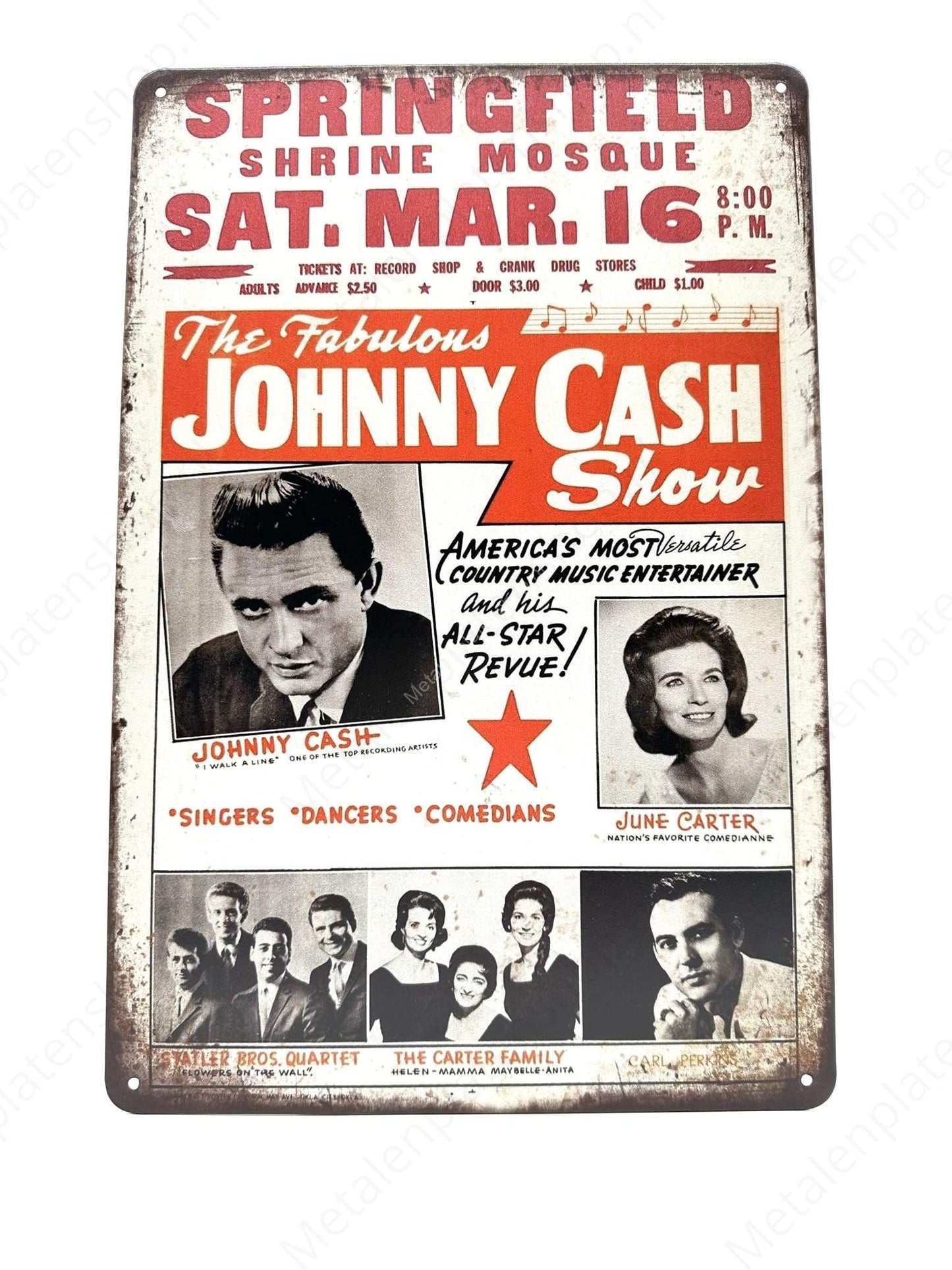 The fabulous Johnny Cash show - Metal Wall Sign