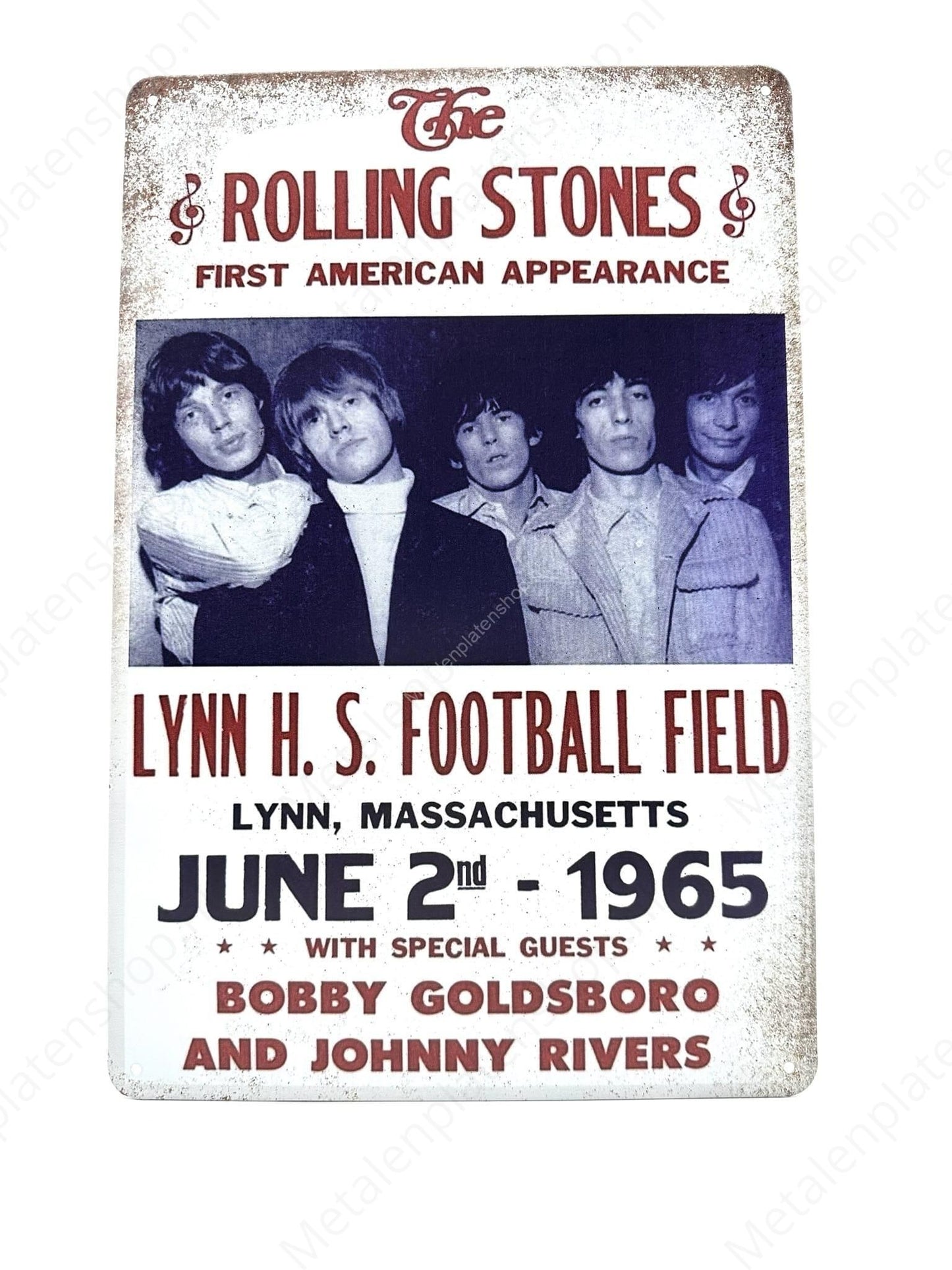 The Rolling Stones – Erster Auftritt in Amerika – Weiß – Metall-Wandschild