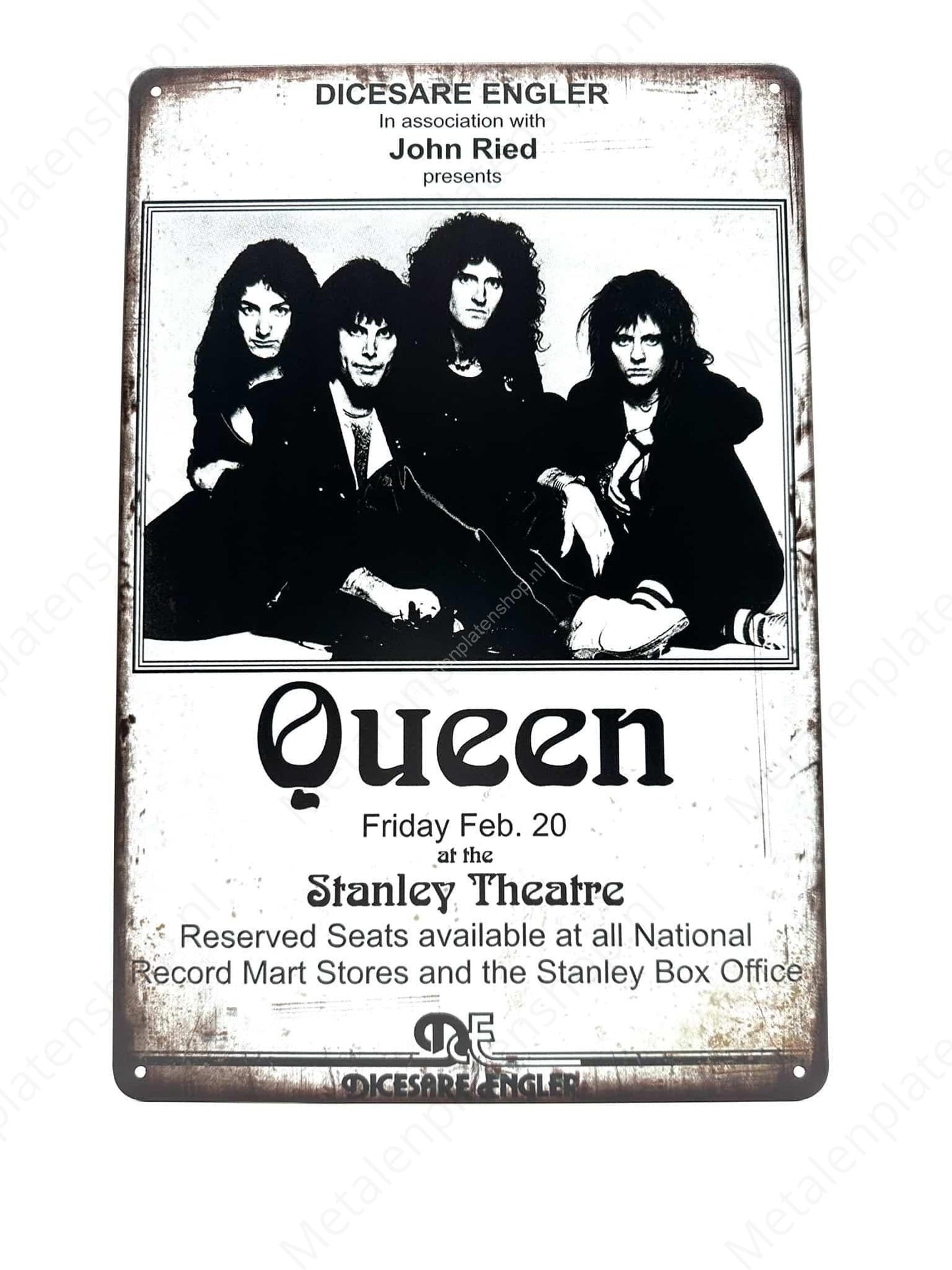 Queen - Stanley Theatre - Metalen Wandbord