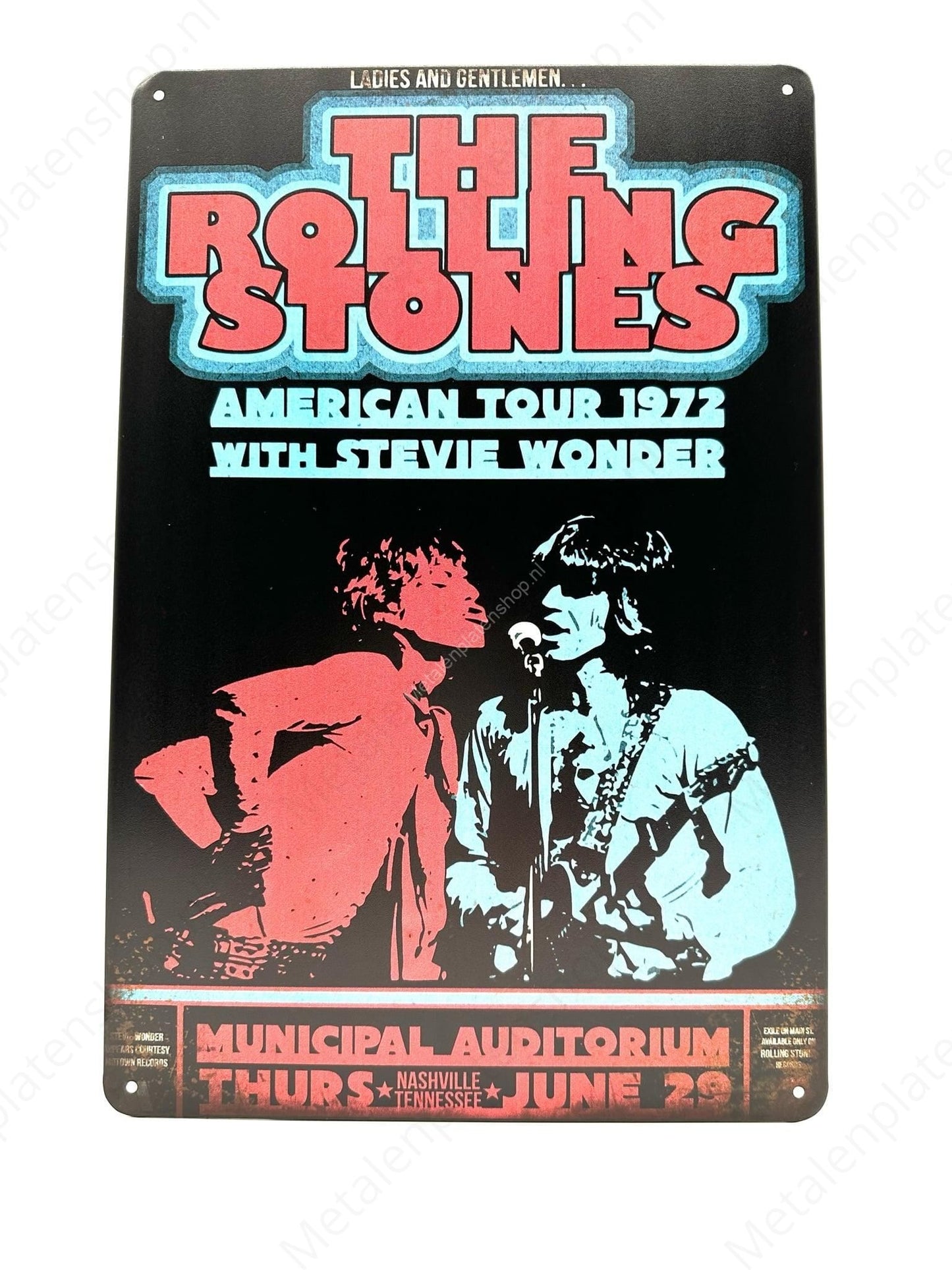 The Rolling Stones – Amerika-Tour 1972 – Metall-Wandschild