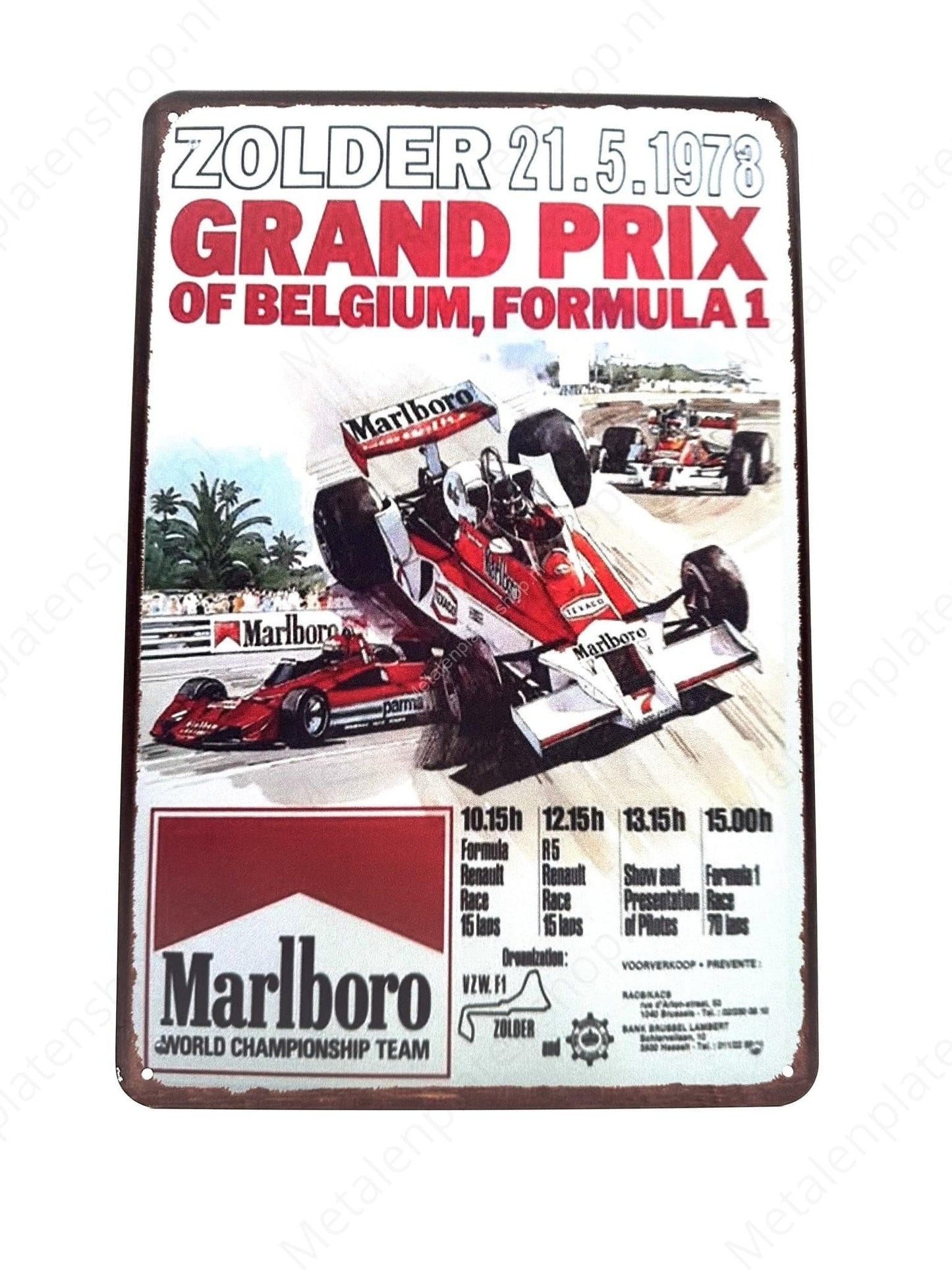 Zolder 21/5/1973 - Grand Prix of Belgium - F1 - Metalen Wandbord