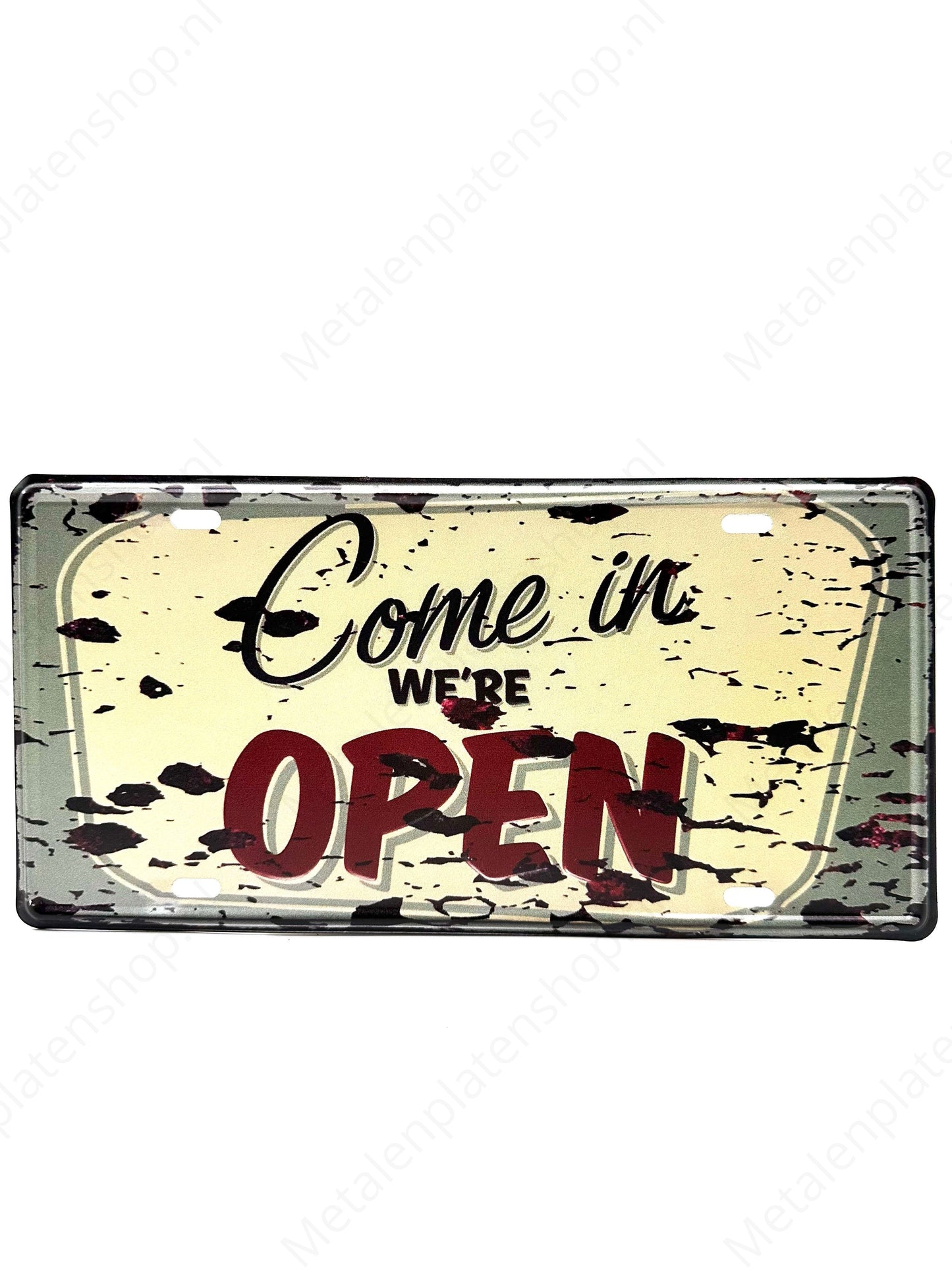 License plate - Come in we are open - 30x15cm