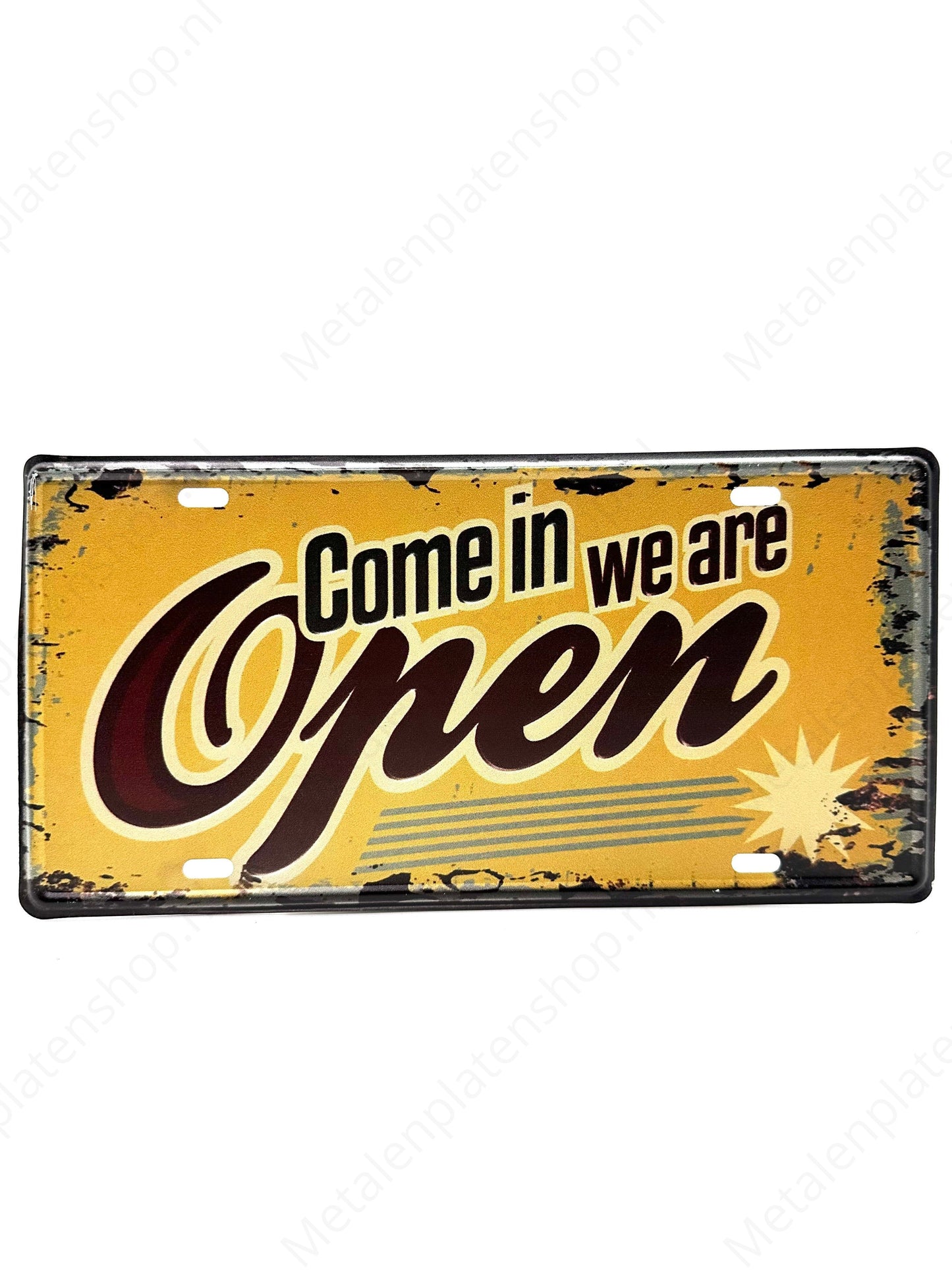 License plate - Come in We Are Open - 30x15cm