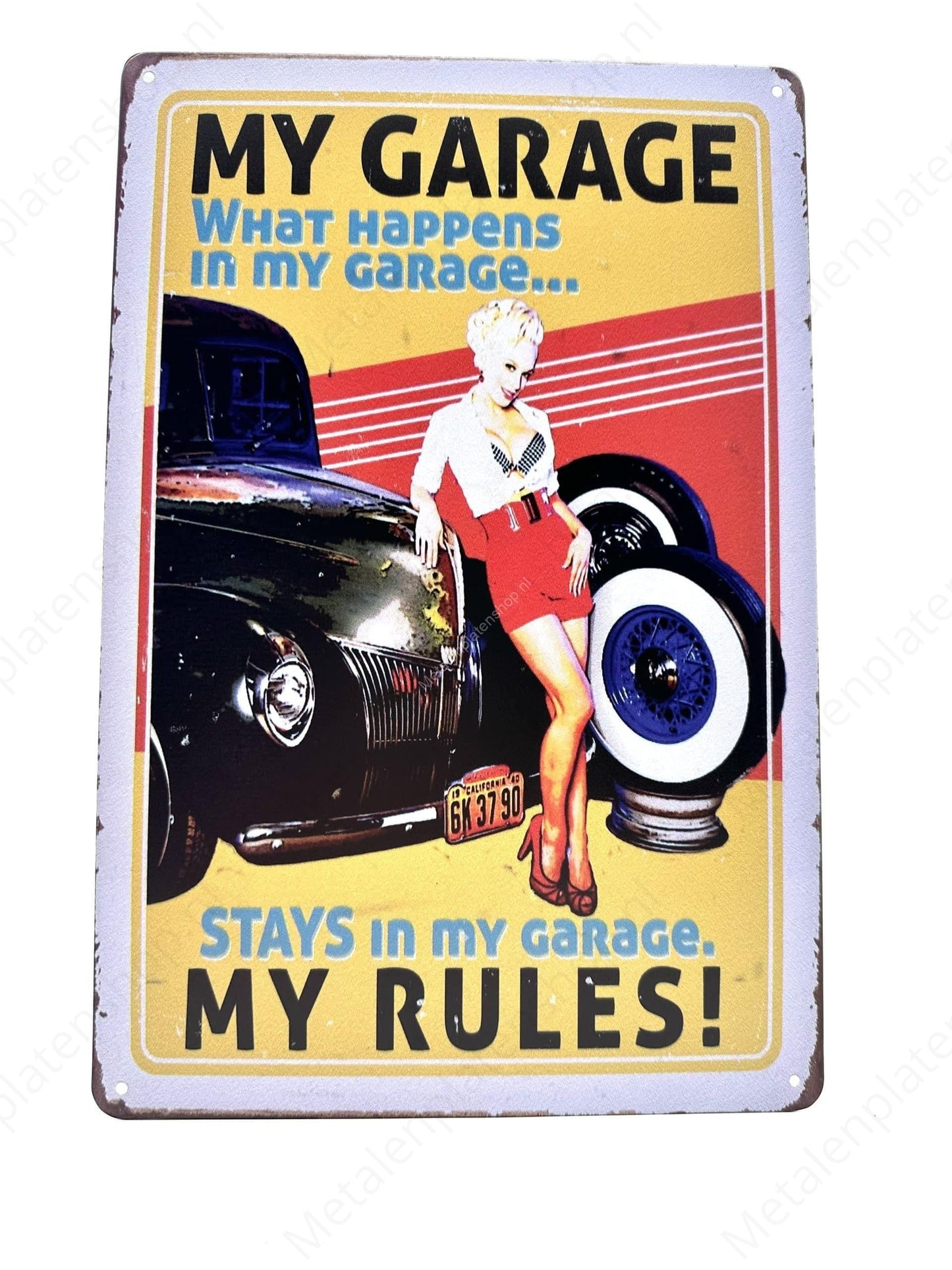 My Garage - What happens in my garage - Metal Wall Sign