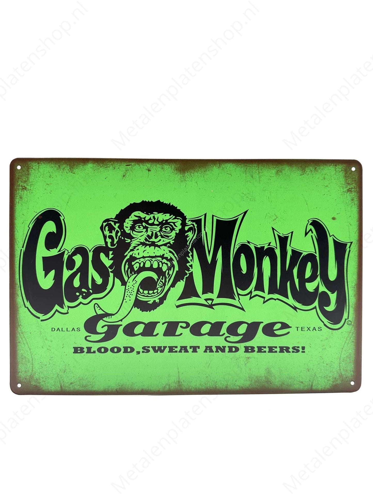 Gas Monkeys - Groen - Metalen Wandbord