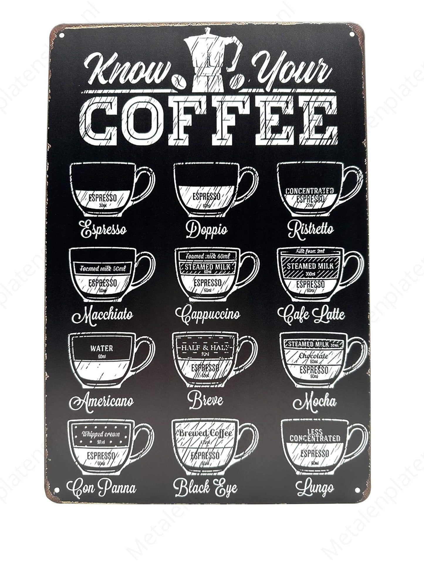 Kaffee - Kennen Sie Ihren Kaffee - Metall-Wandschild