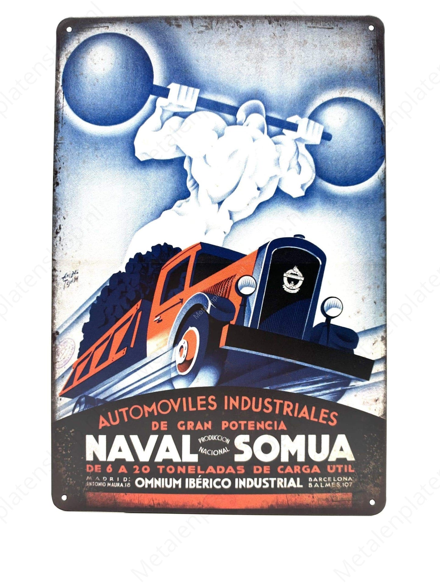 Automoviles Industriales - Naval Somua - Metalen Wandbord