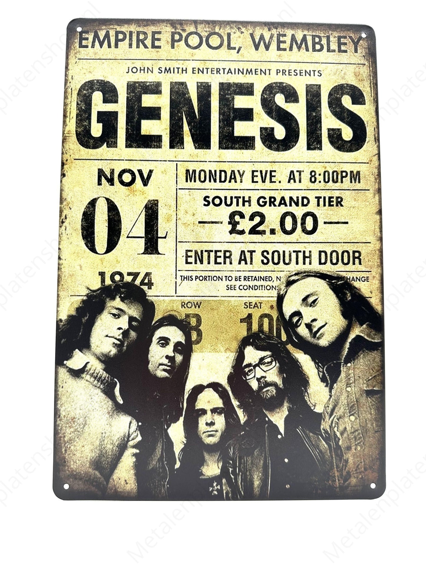 Genesis nov 04 1974 - Metalen Wandbord