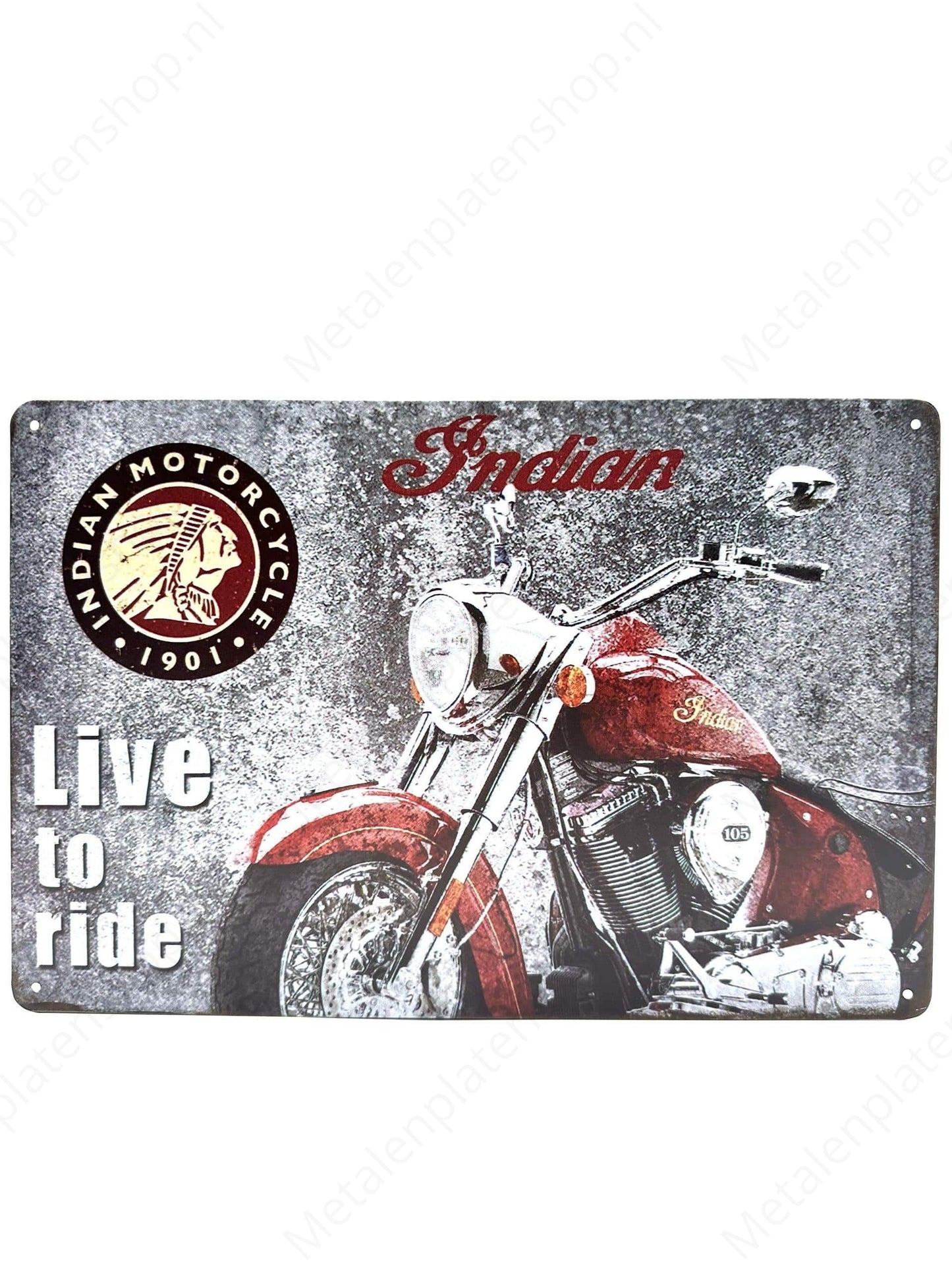 Indian Motorcycles - Live to ride - Metalen Wandbord