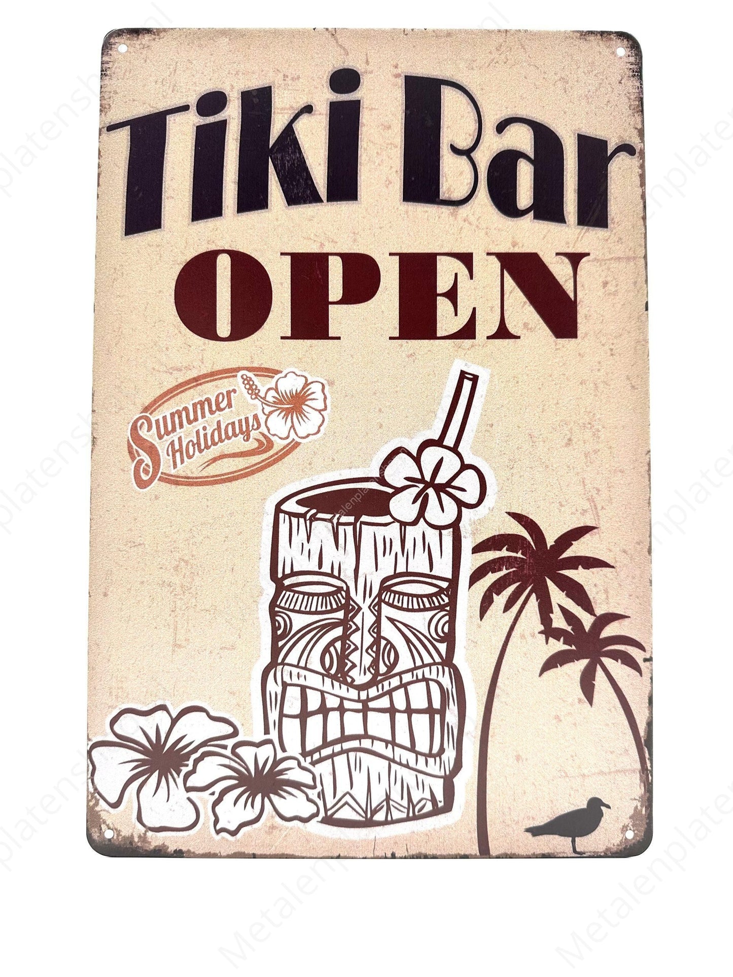 Tiki Bar Open - Metal Wall Sign
