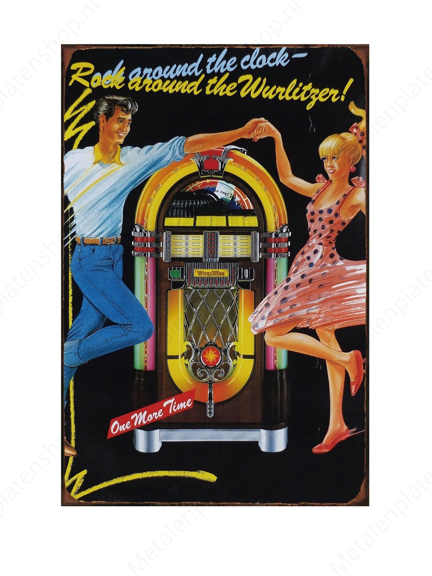 Rock around the clock - Rock around the Wurlitzer! - Metalen Wandbord