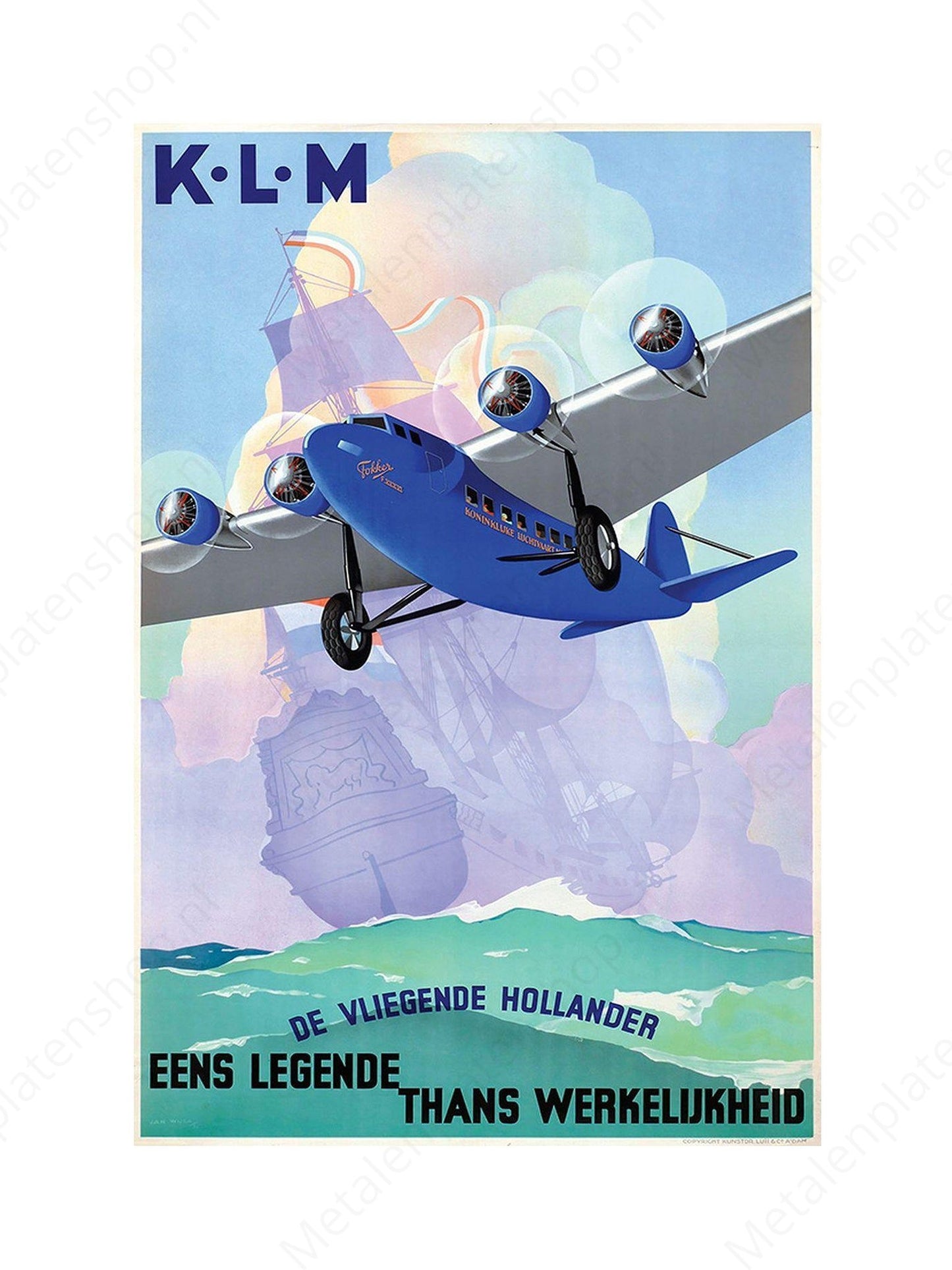 KLM - Eens Legende Thans Werkelijkheid - Metalen Wandbord