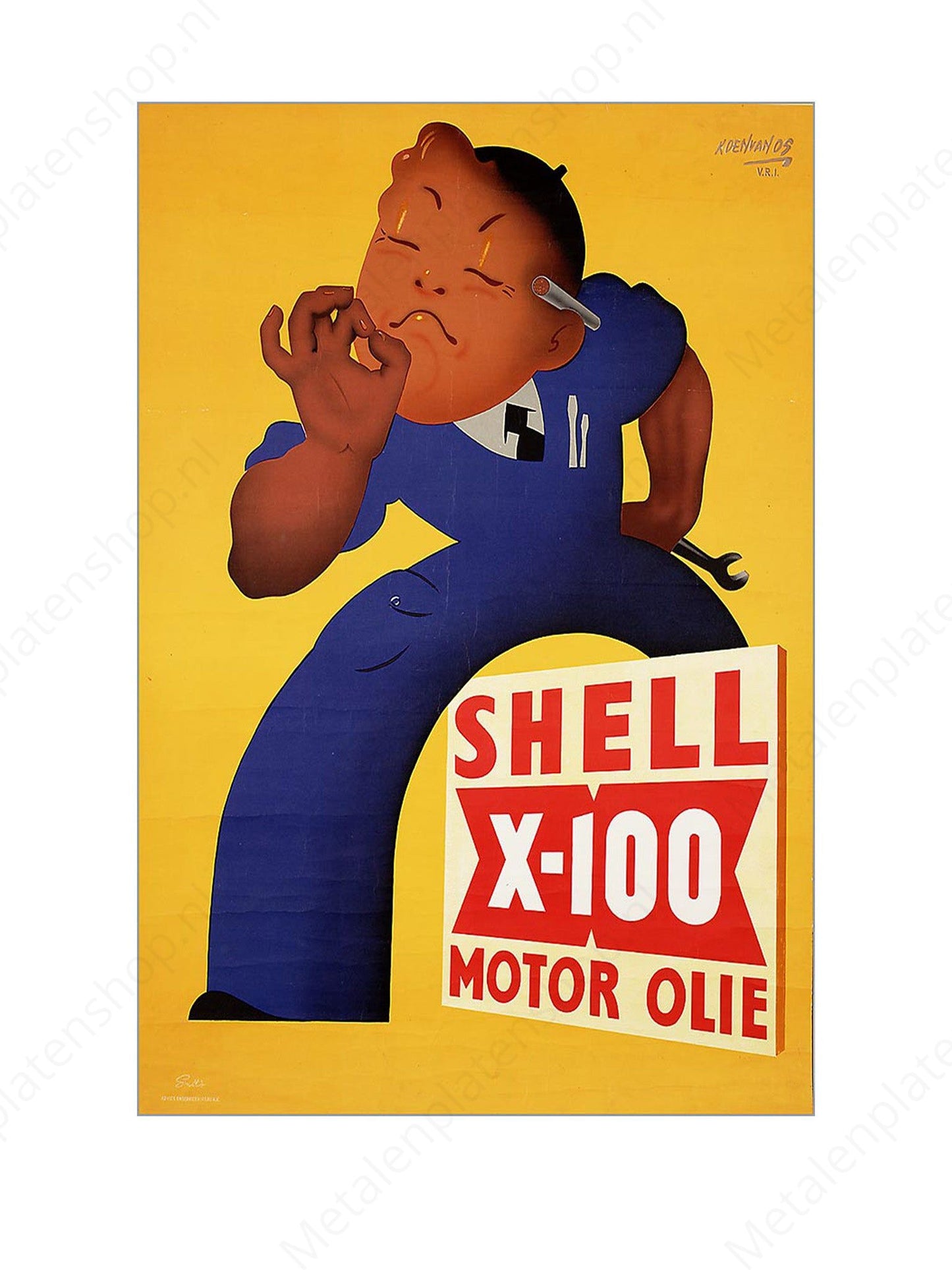 Shell - X-100 Motor Olie - Nostalgisch - Metalen Wandbord