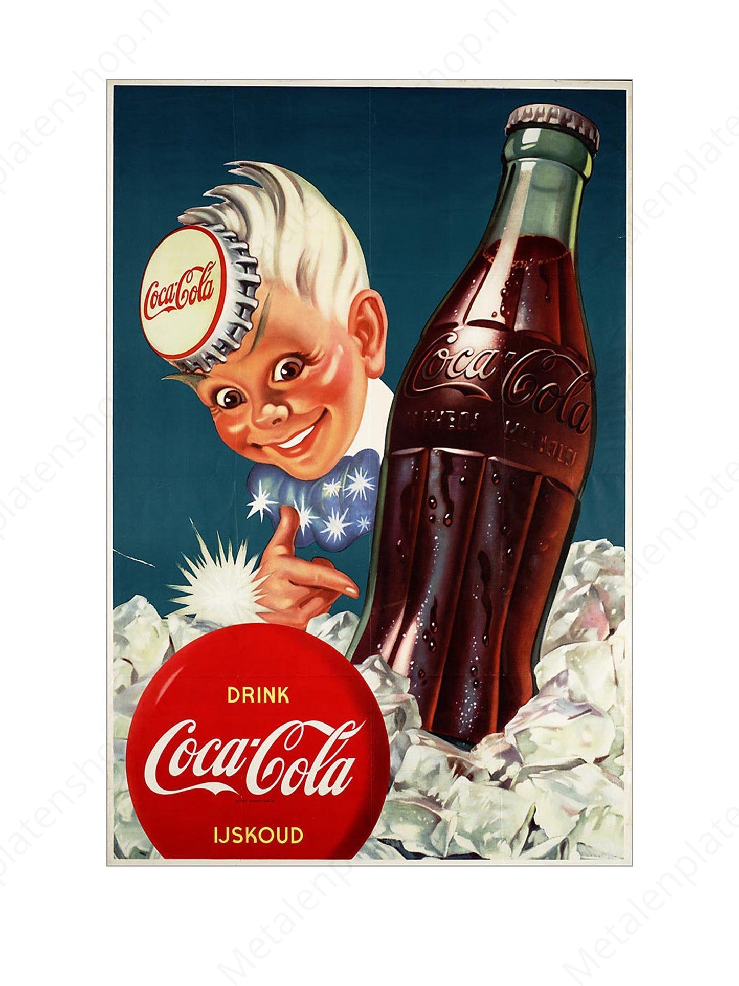 Drink Coca Cola - Ijskoud - Nostalgisch - Metalen Wandbord
