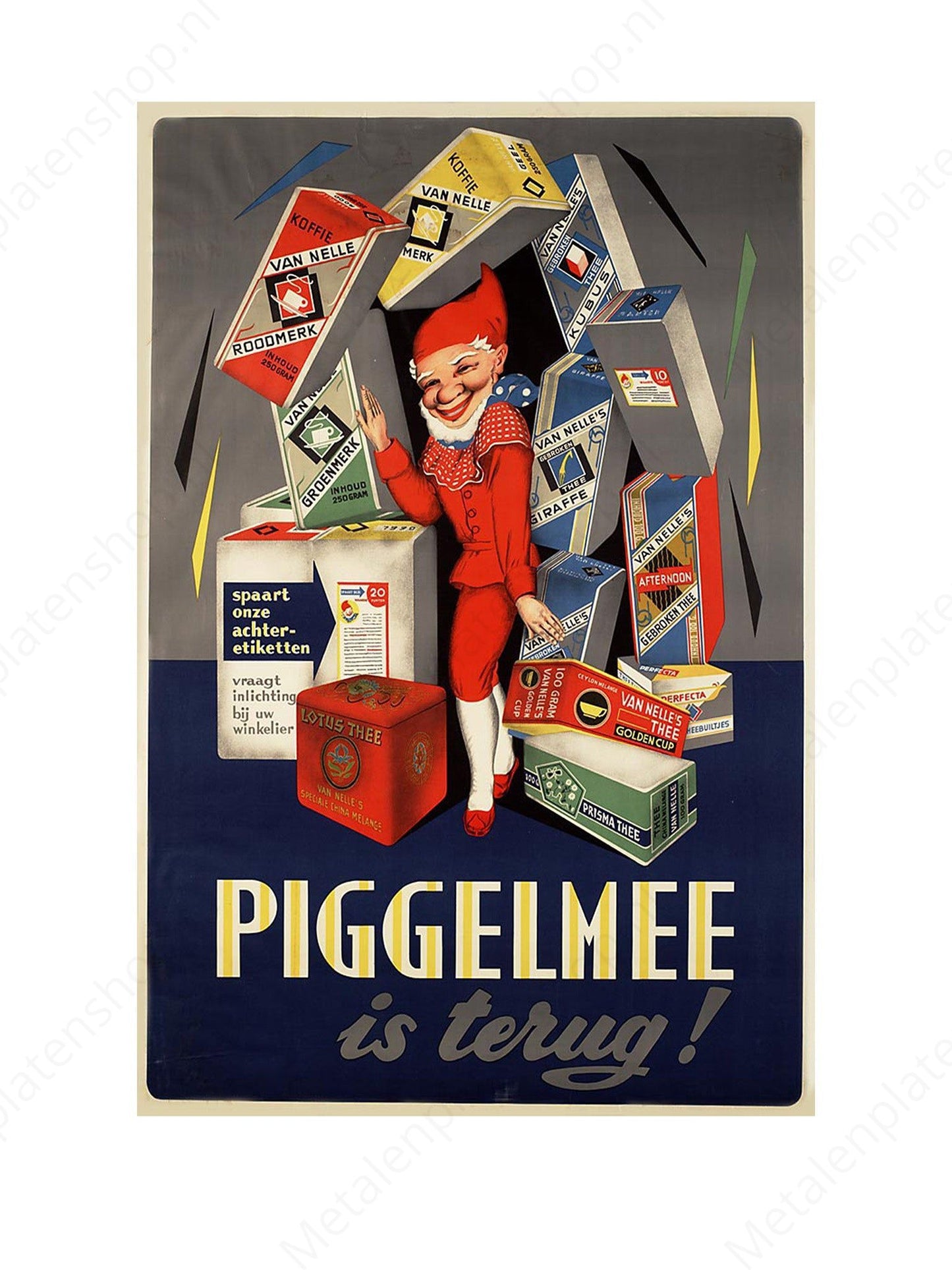 Piggelmee is terug! - Nostalgisch - Metalen Wandbord