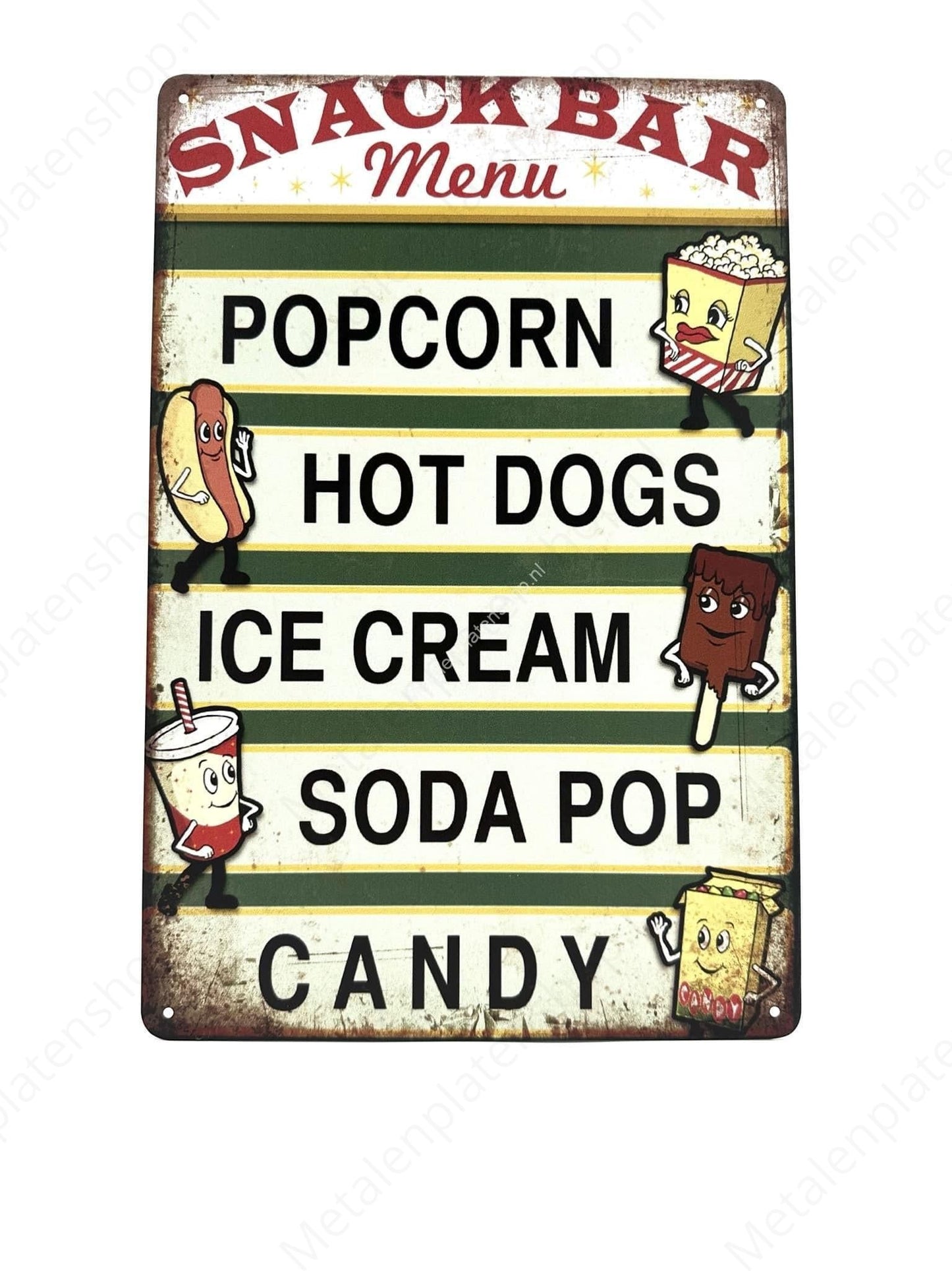 Snack Bar Menu - Popcorn Hot Dogs Icecream