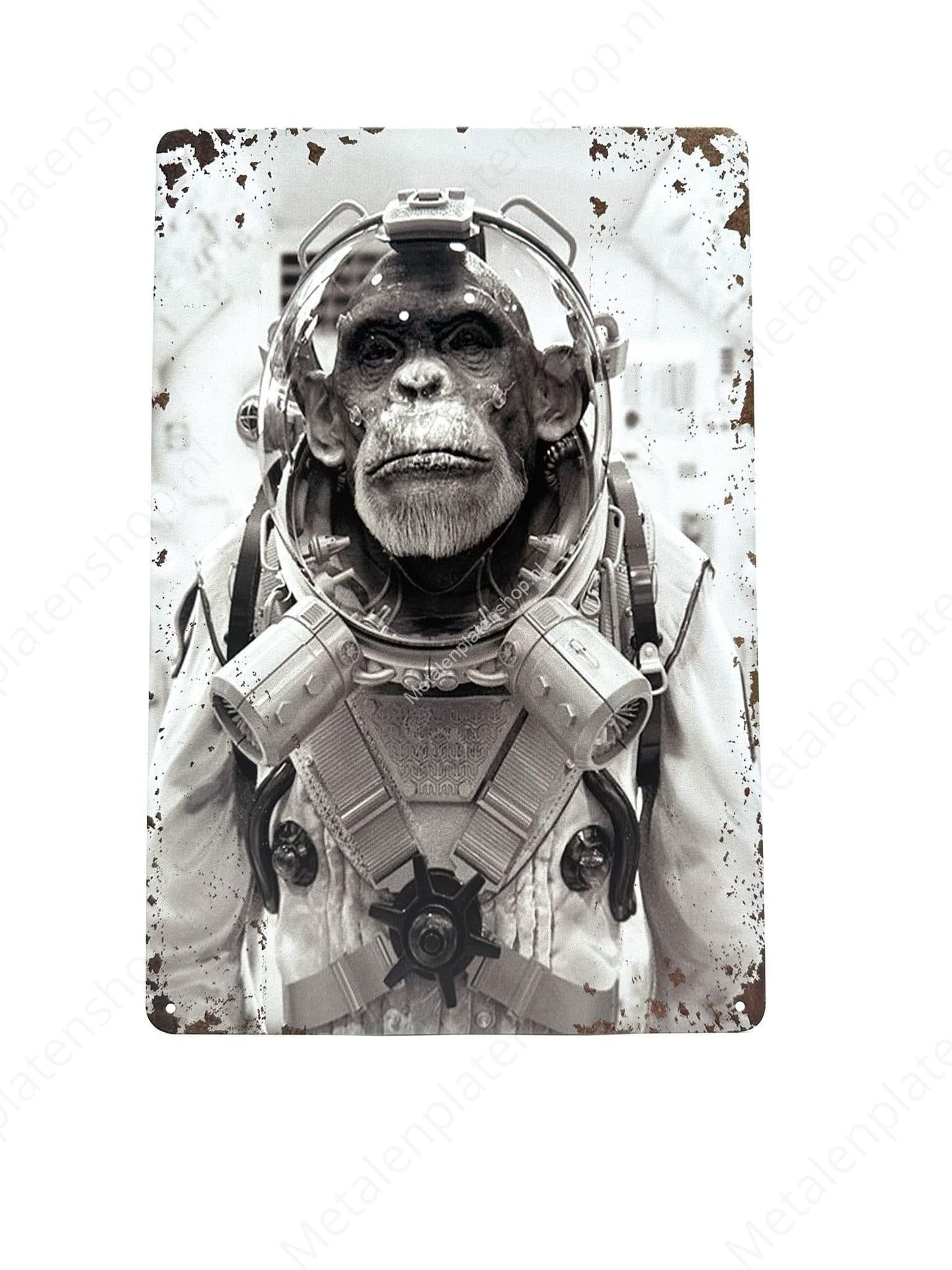 Monkey Astronaut Metal Wall Sign