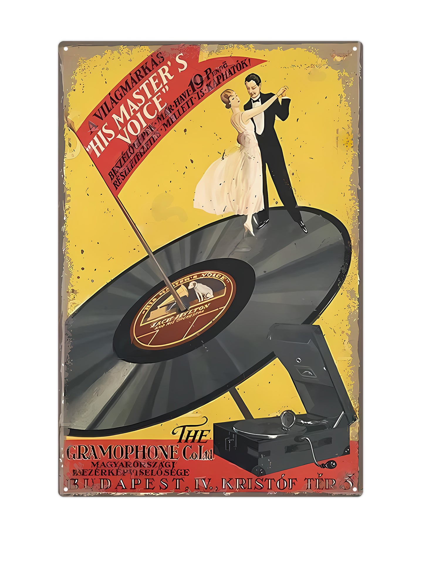 Das Grammophon Gold - Metallwandschild