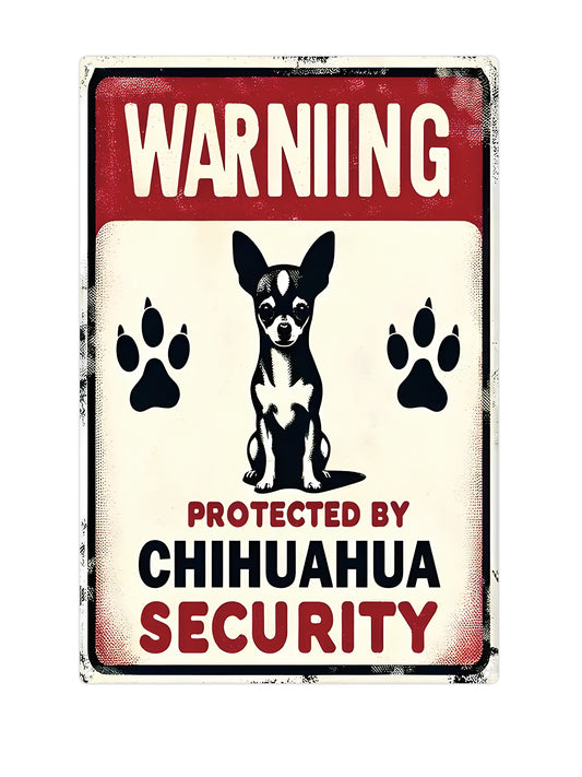 Warning - Protected by Chihuahua Security - Metalen Wandbord