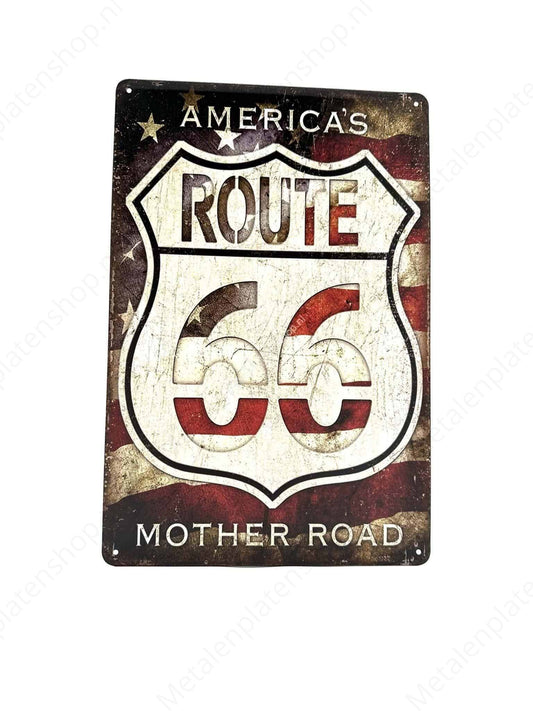 America's Route 66 Mother Road - Metal Wall Sign
