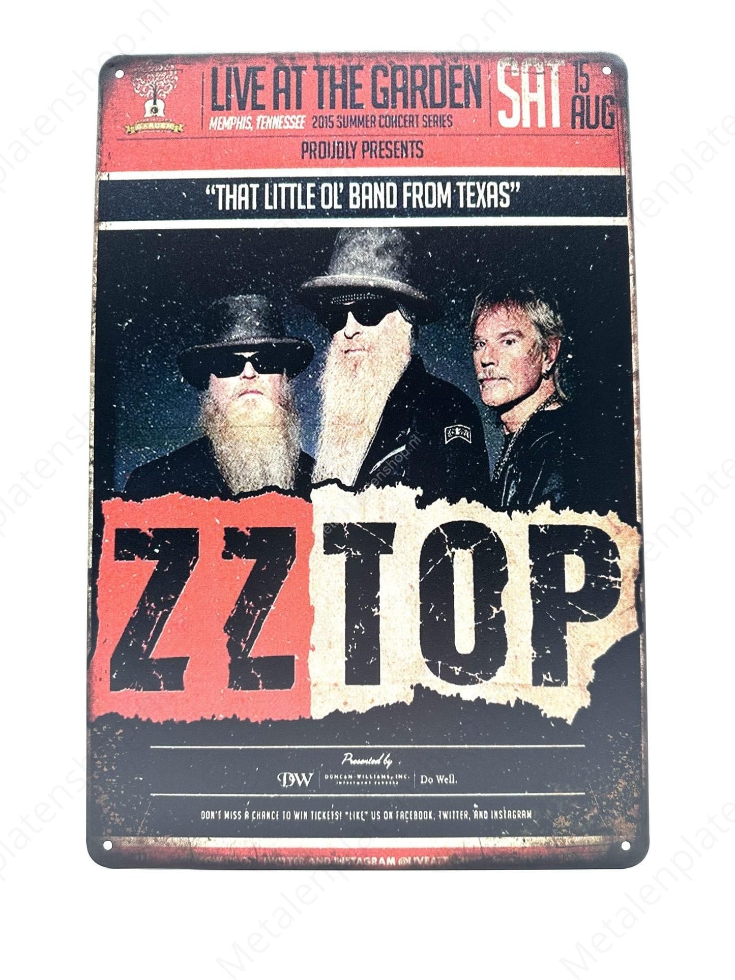 ZZ TOP - Leave at the garden - Metalen Wandbord